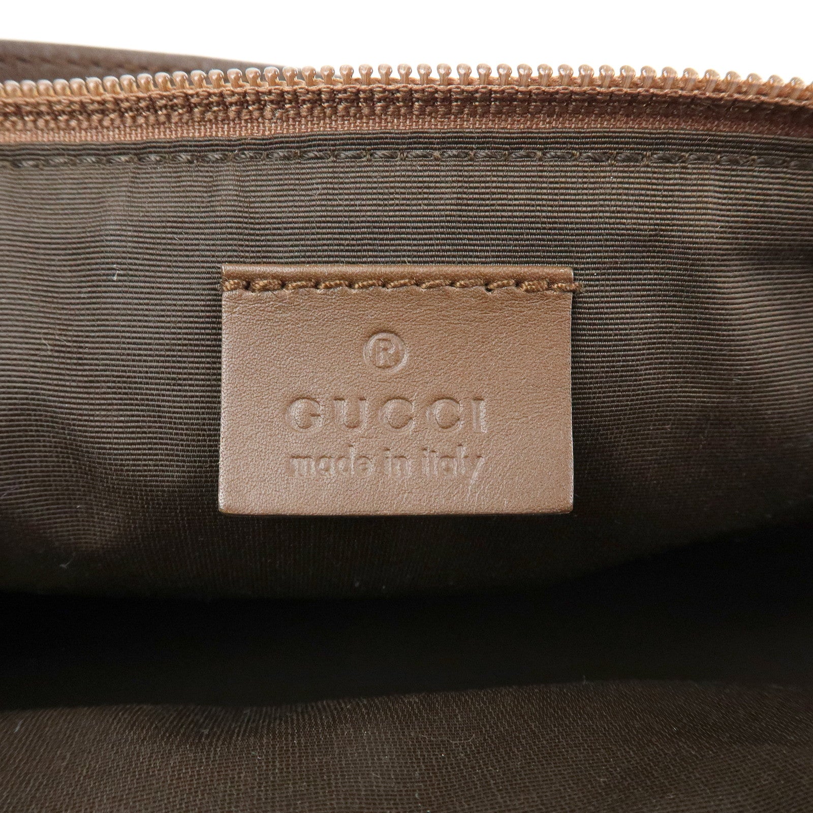GUCCI Boat Bag GG Canvas Leather Hand Bag Brown 07198