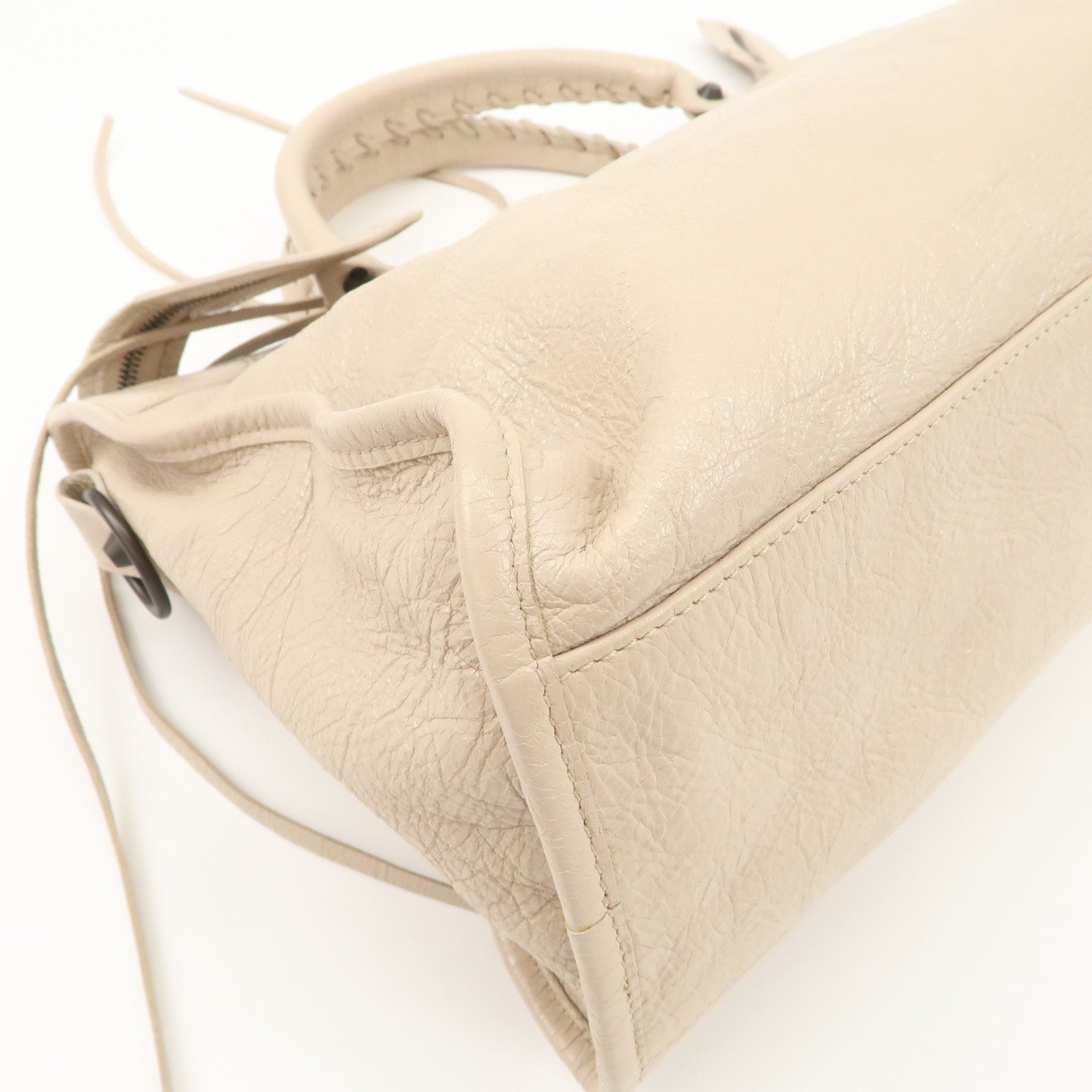 BALENCIAGA Classic City Leather 2Way Bag Shoulder Bag Beige 505550 Used