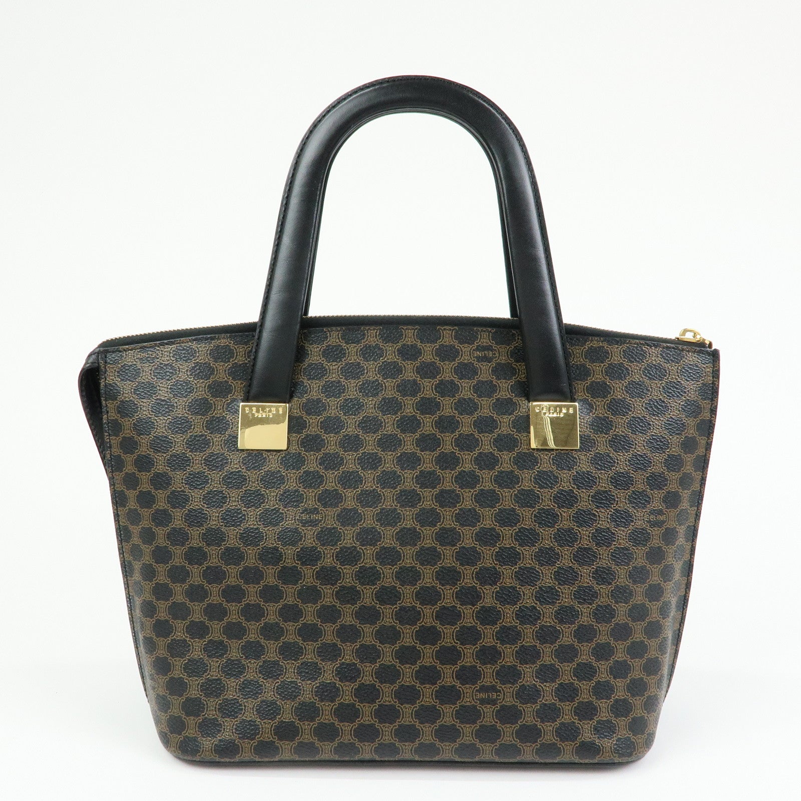 CELINE Macadam PVC Leather 2Way Bag Hand Bag Shoulder Bag Brown