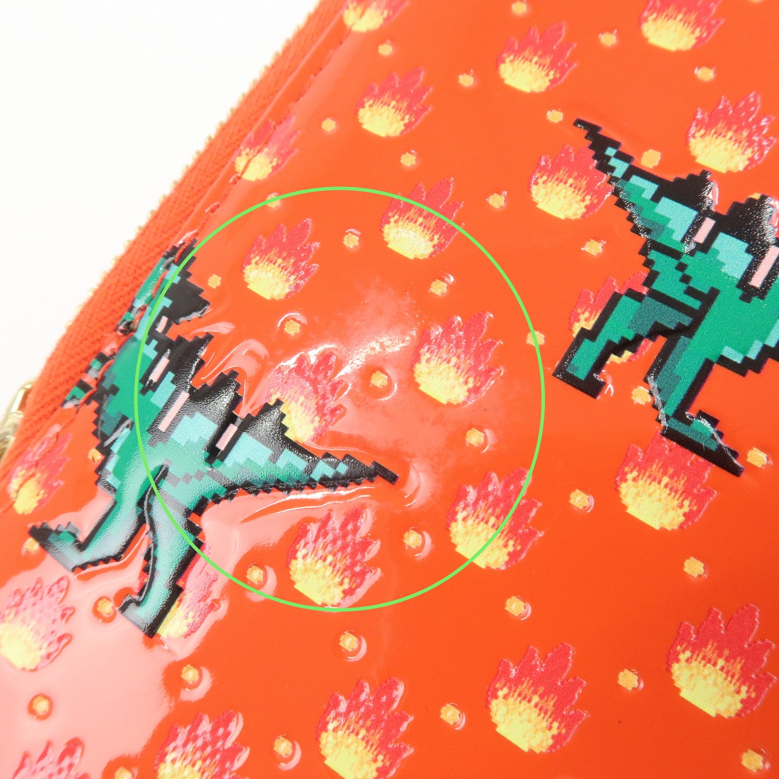 Christian Dior Dinosaur Motif Patent Leather Hand Bag Shoulder Bag