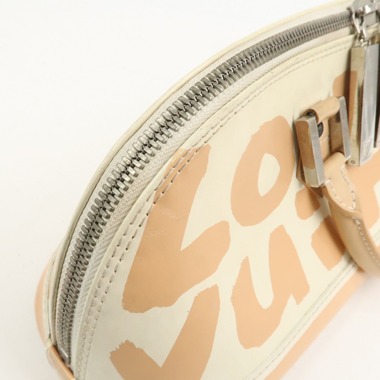 Louis Vuitton Graffiti Alma Horizontal Leather Hand Bag Beige M92176