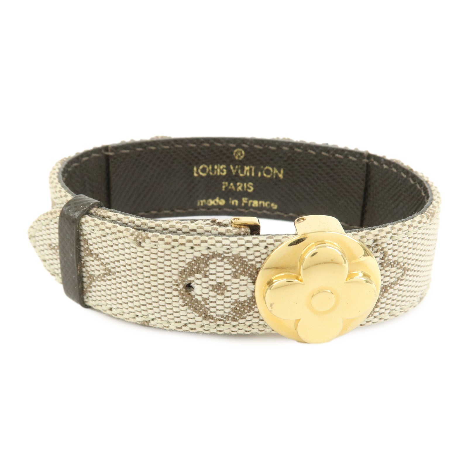 Louis Vuitton Monogram Mini Canvas Good Luck Bracelet Khaki M64458
