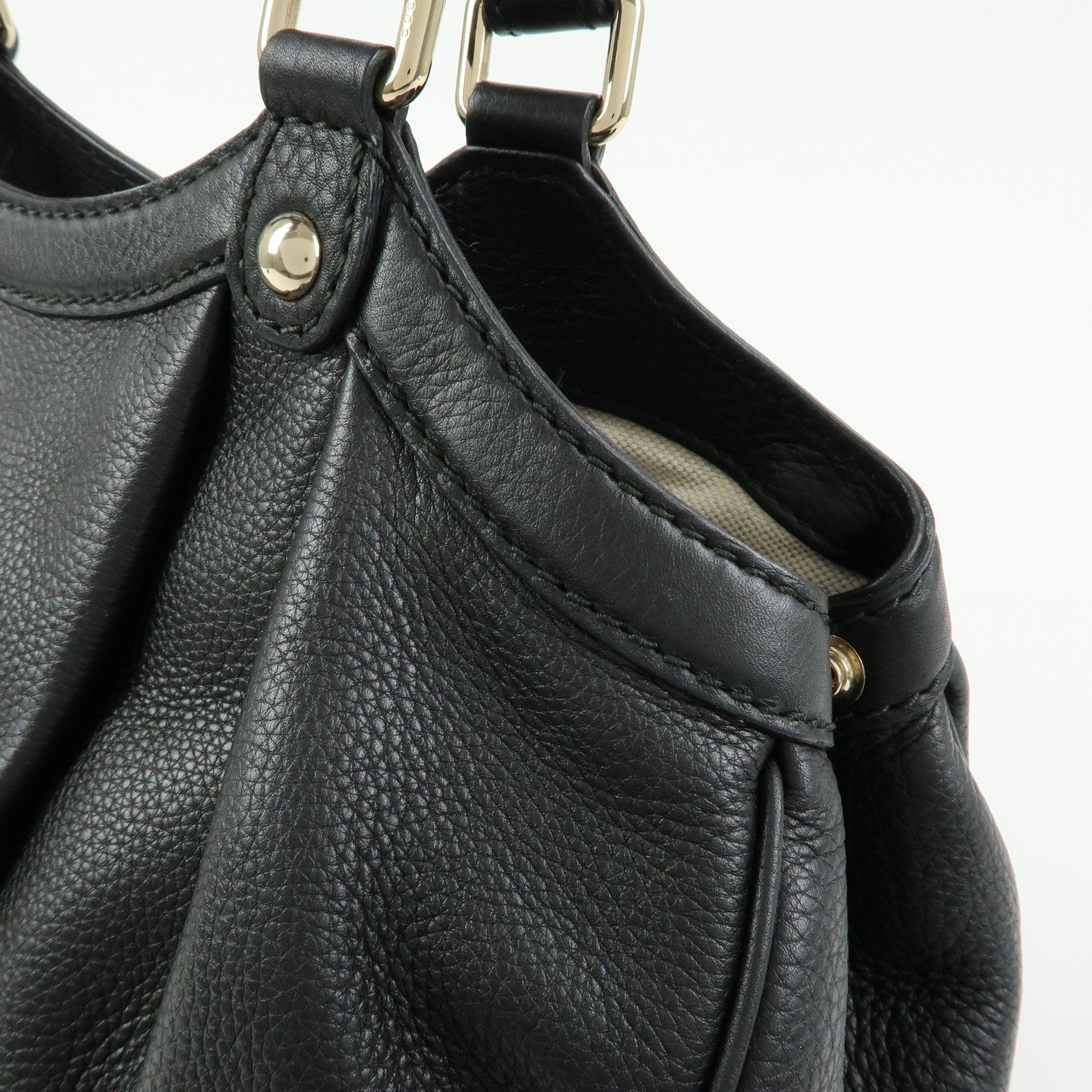 GUCCI Sukey Interlocking G Leather Tote Hand Bag Black 211944