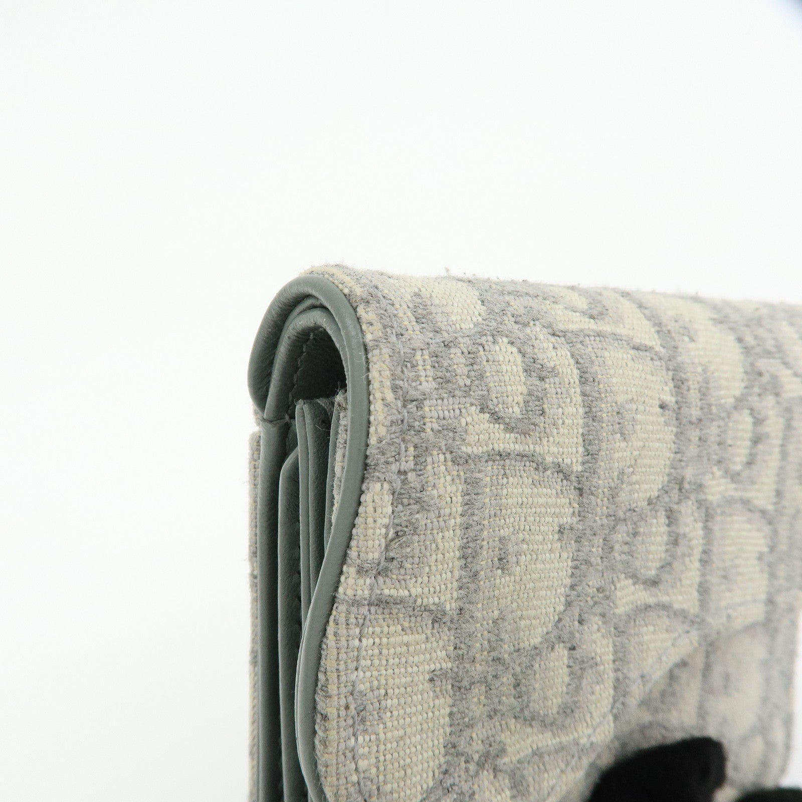 Christian Dior Trotter Jacquard Canvas Bi-fold Compact Wallet Gray