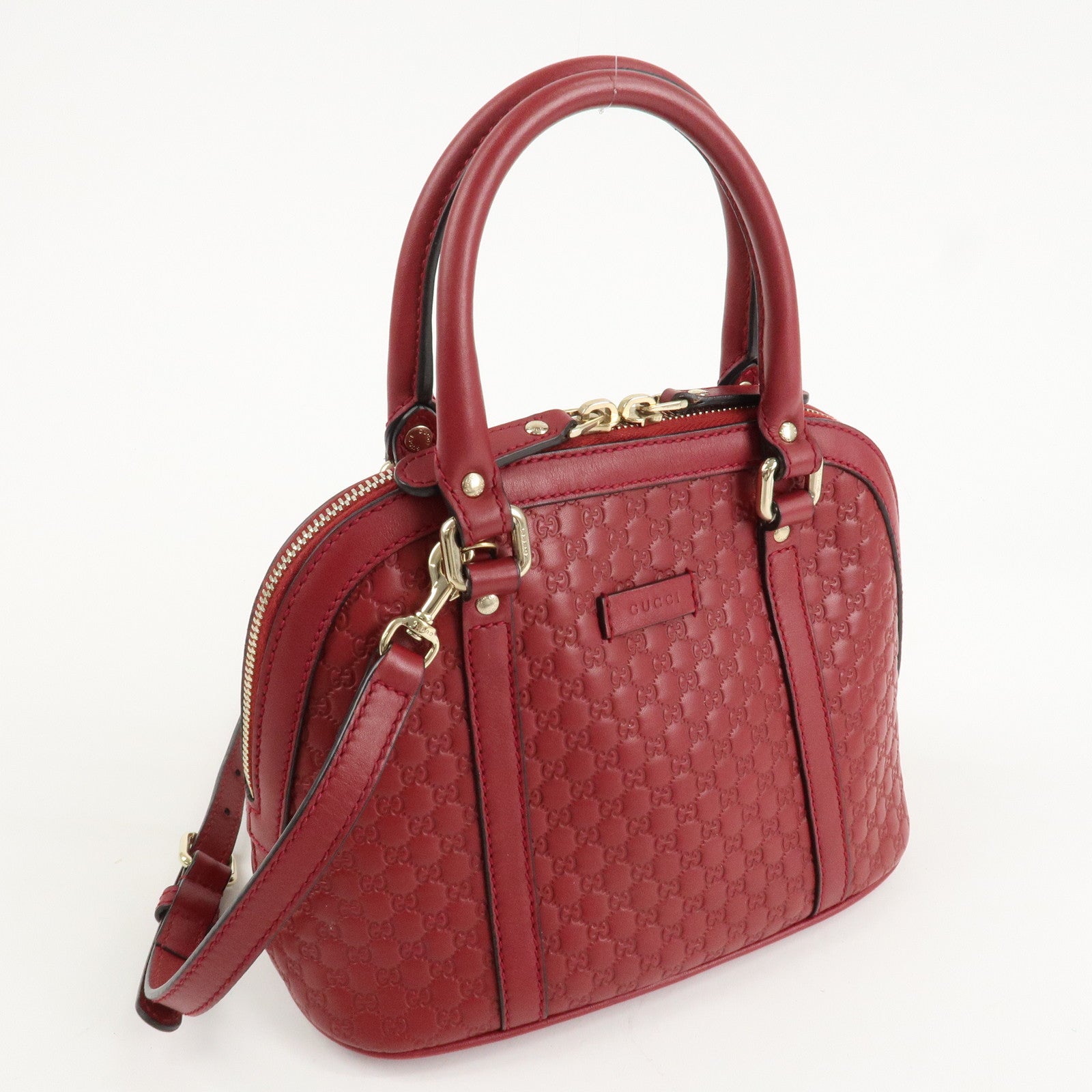 GUCCI Micro Guccissima Leather 2Way Hand Shoulder Bag Red 449654 Used