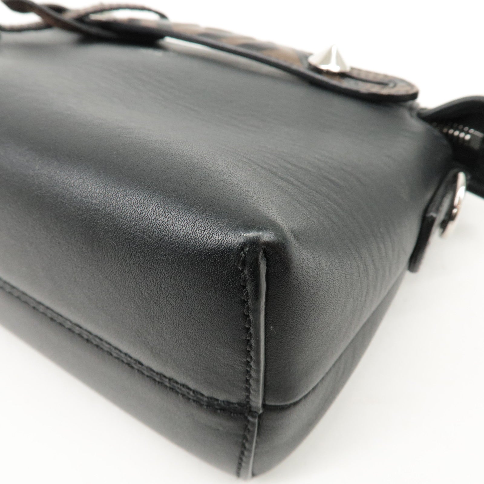 FENDI Zucca By The Way Leather 2Way Shoulder Bag Black Brown 8BL145 Used