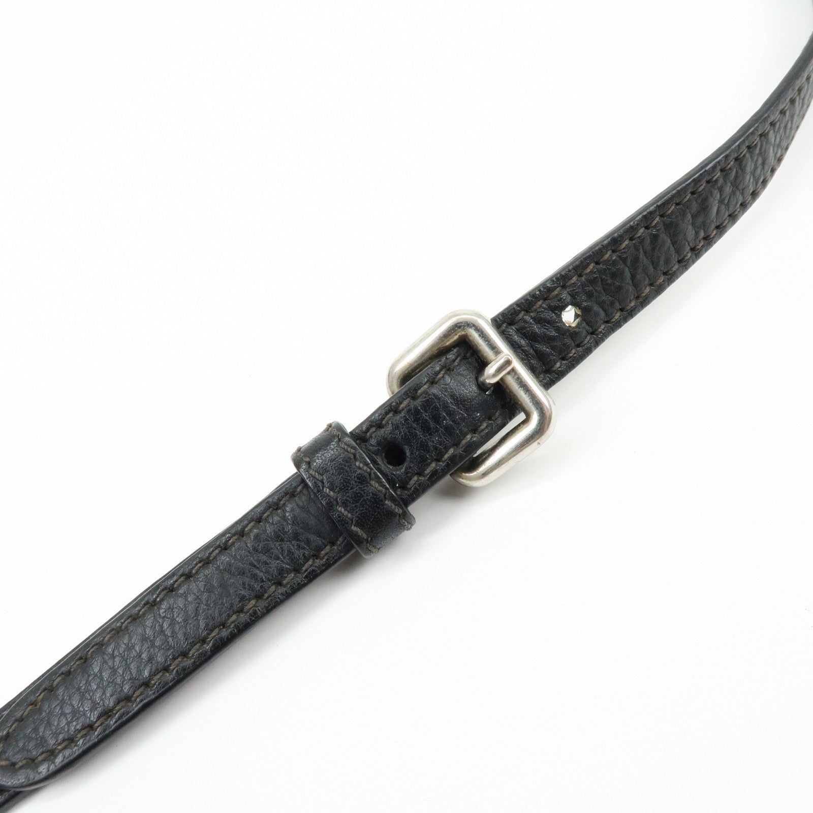 PRADA Triangle Logo Vitello Daino Leather Shoulder Bag Black 1BH997