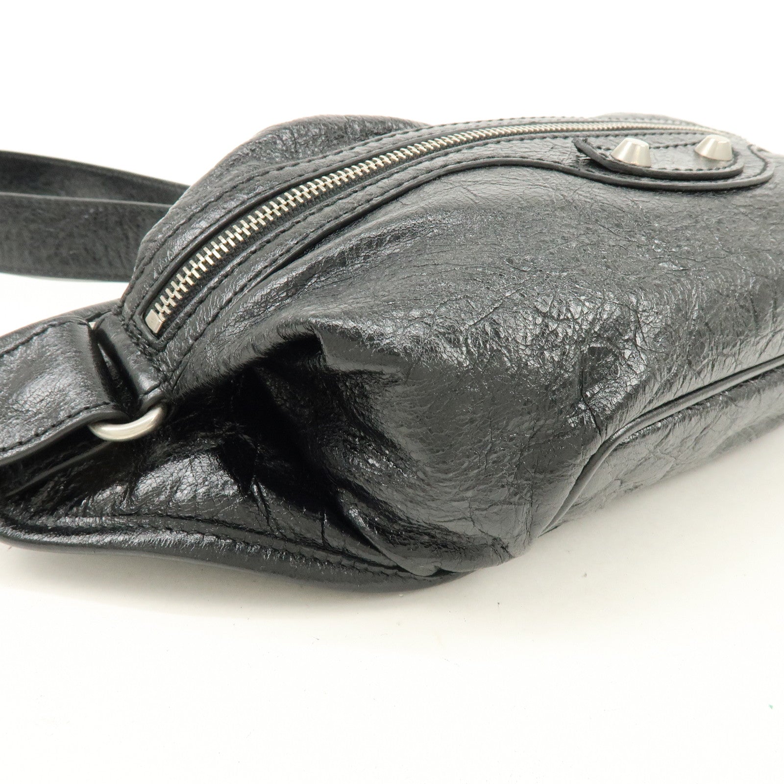 BALENCIAGA Neo Lift Leather Waist Bag Body Bag Style Black 542013