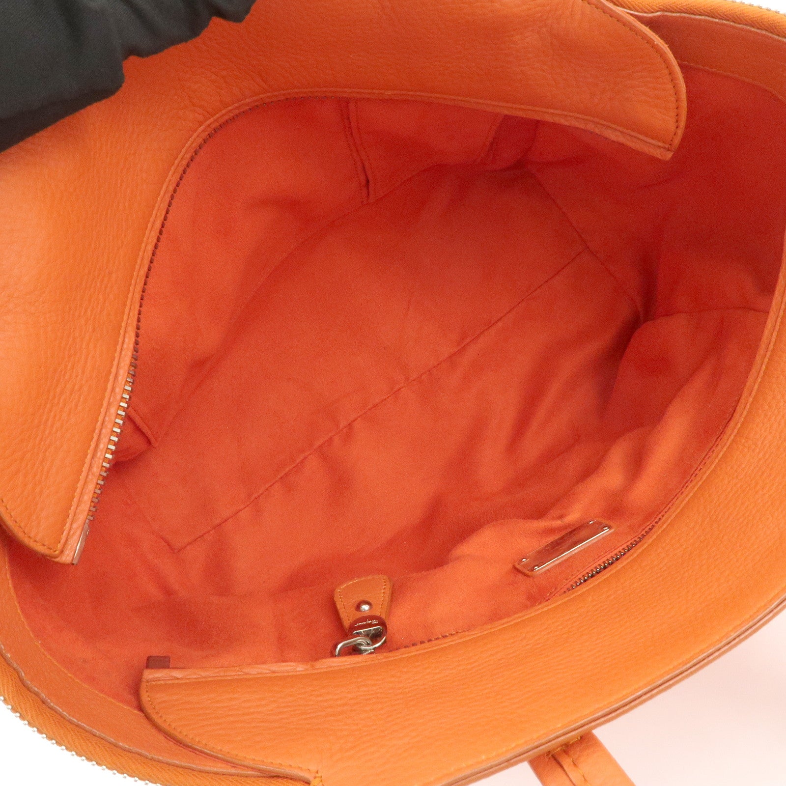 Ferragamo Gancini Leather Tote Bag Hand Bag SHouder Bag Orange