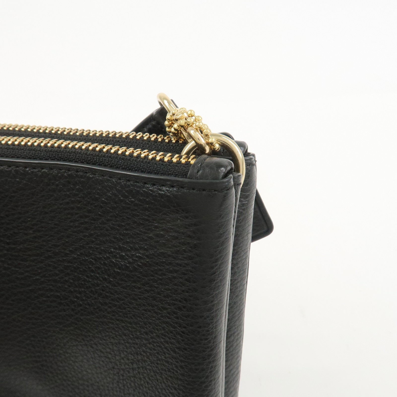 COACH Logo Leather Shoulder Bag Crossbody Bag Black