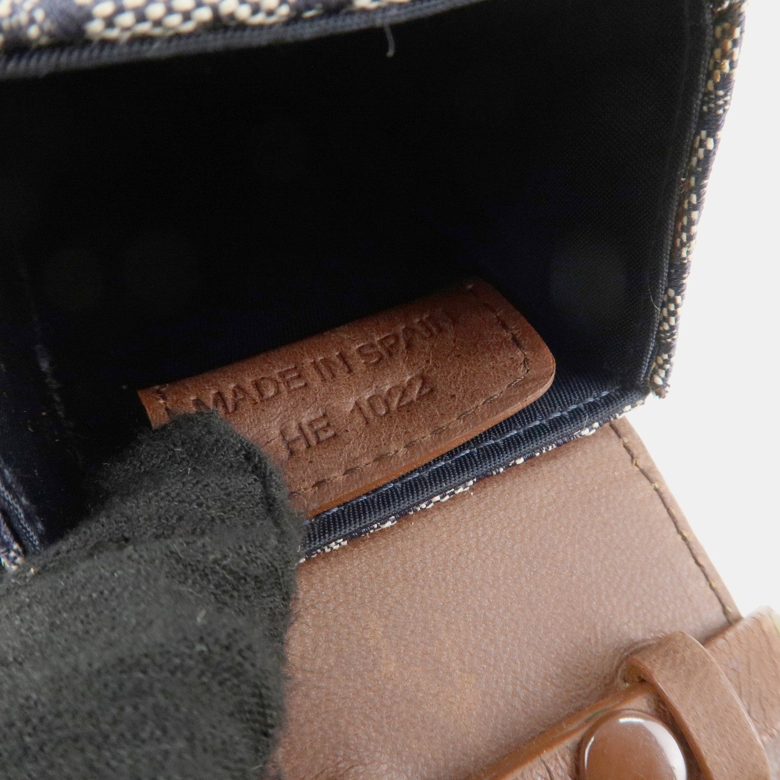 Christian Dior Trotter Canvas Leather Shoulder Bag Navy Brown Used