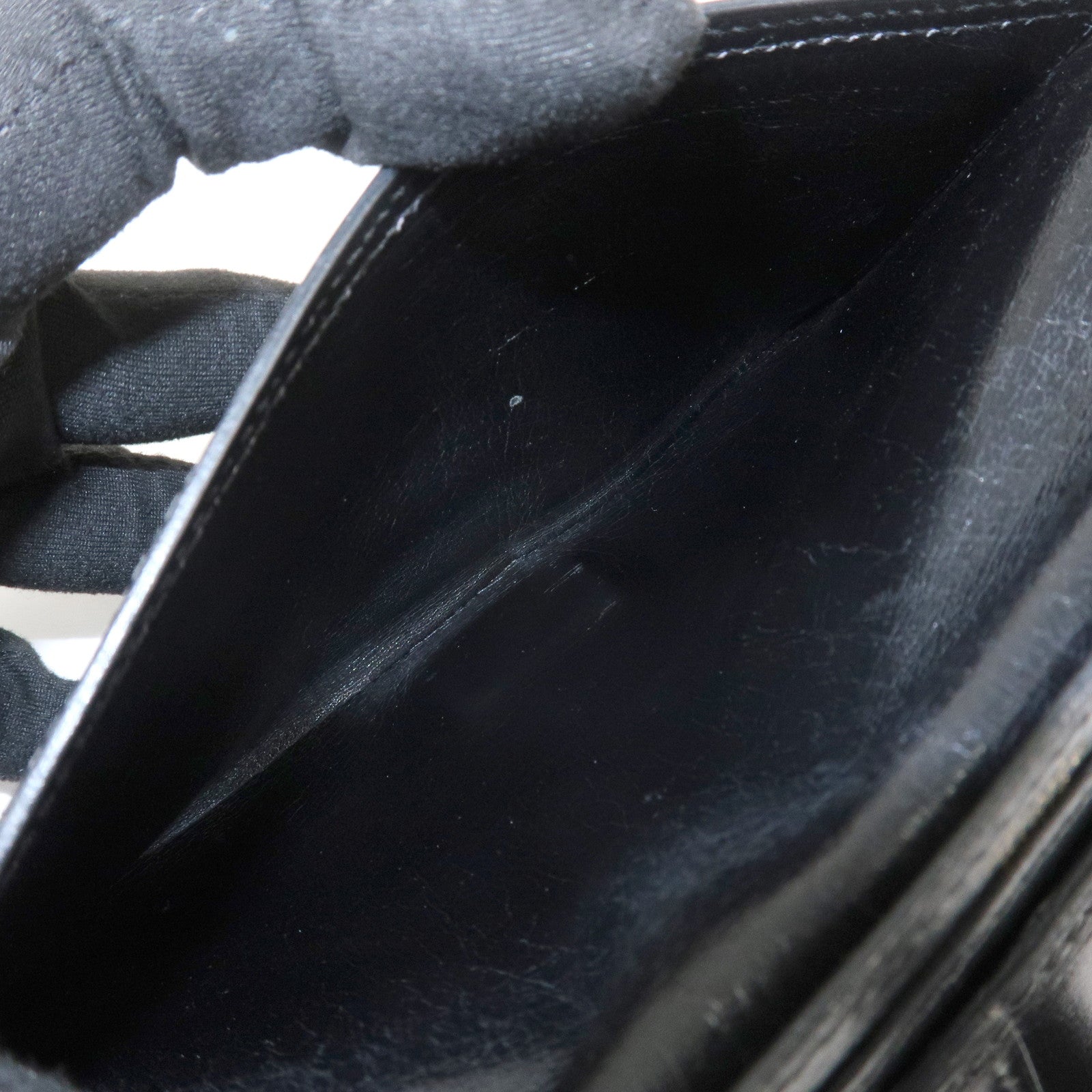 HERMES Bearn Classic Box Calf □E Stamped Bi-Fold Long Wallet Black