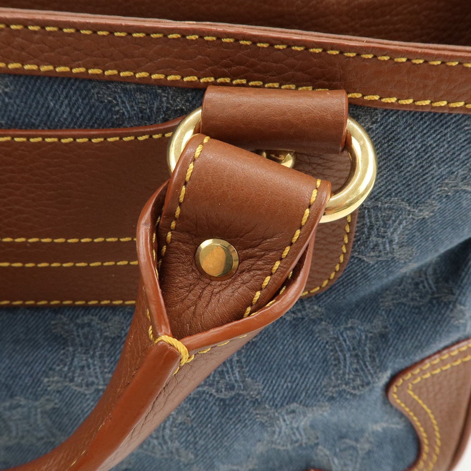 CELINE Macadam Denim Leather Boogie Bag Blue Brown