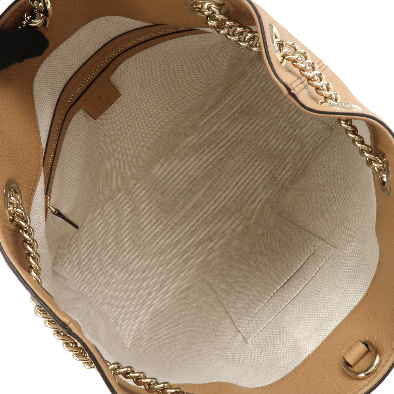 GUCCI SOHO Leather Chain Tote Bag Shoulder Bag Light Brown 536196