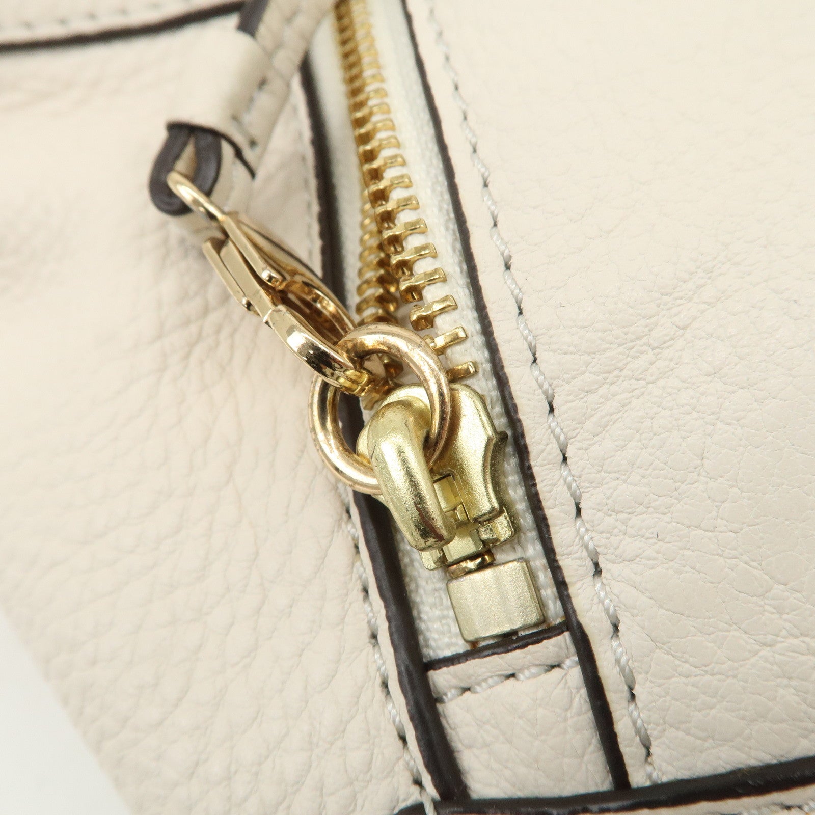 TORY BURCH Logo Leather 2Way Bag Hand Bag Shoulder Bag Ivory