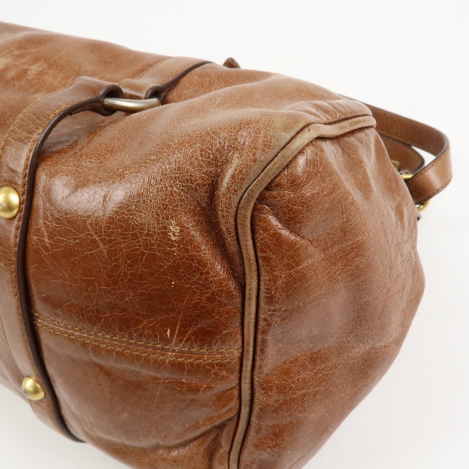 MIU MIU Leather 2Way Ribbon Shoulder Bag Hand Bag Brown RT0365