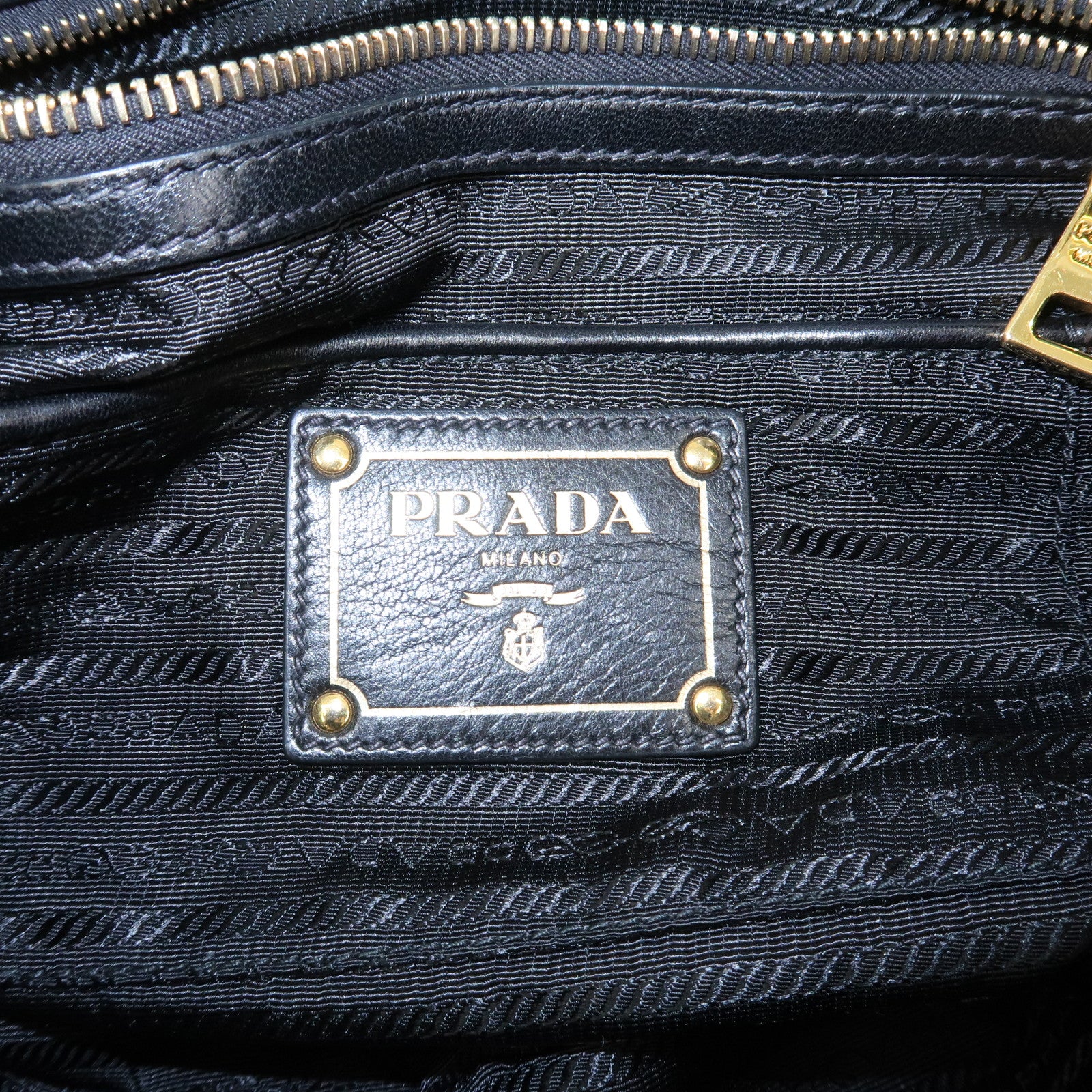 PRADA Leather Gathered 2Way Shoulder Bag Hand Bag Black BN1789