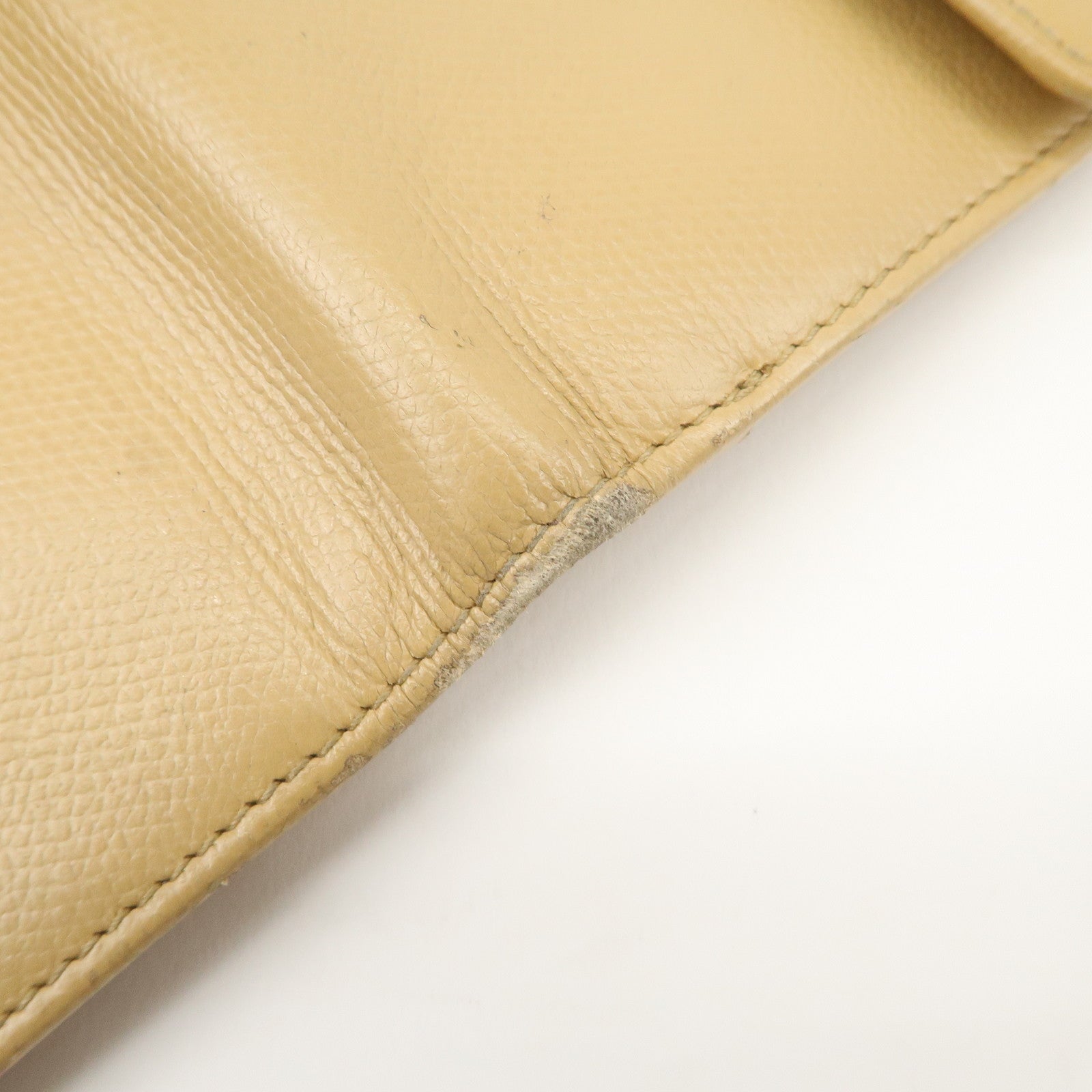 CHANEL COCO Button Leather Double Hook Long Wallet Beige A20905