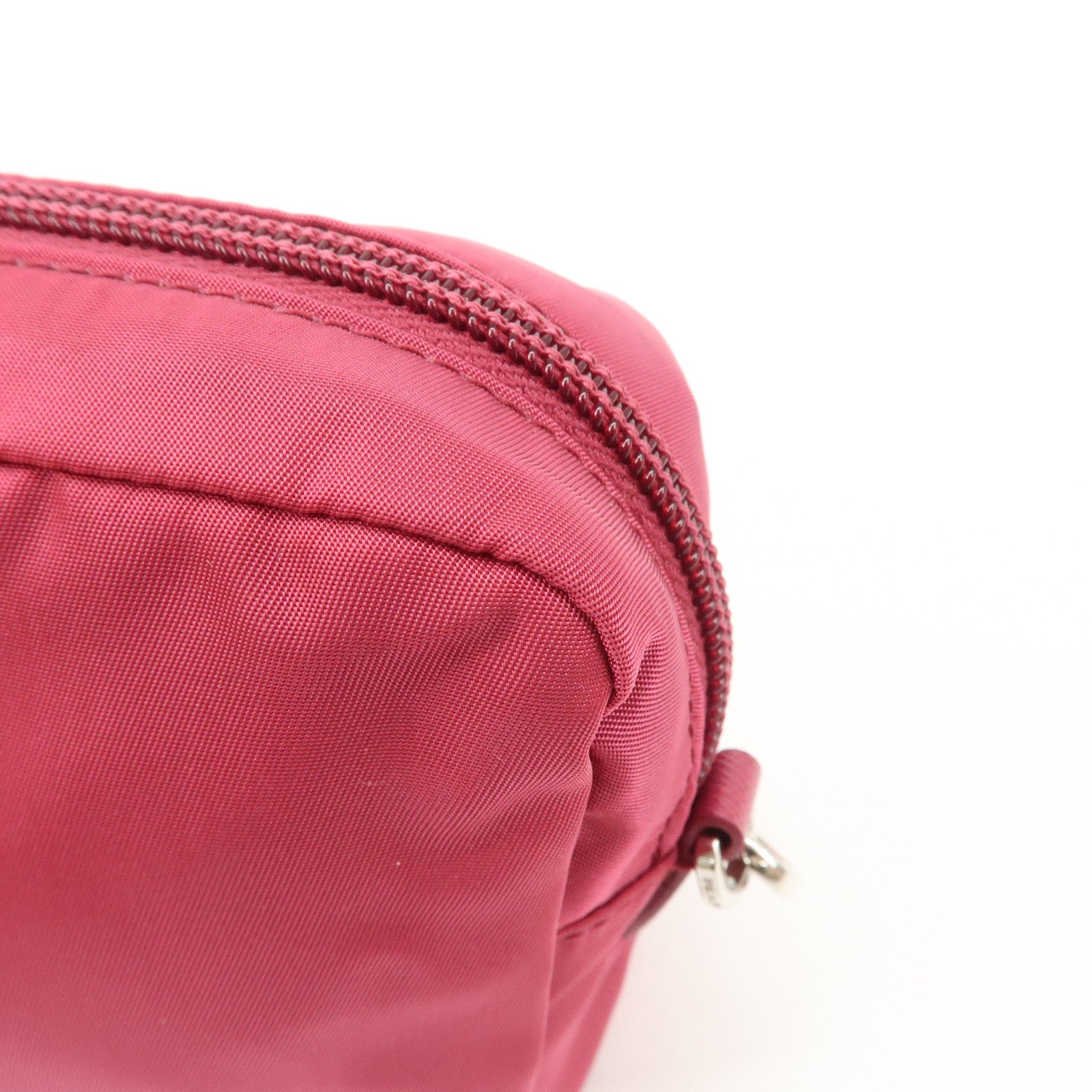 PRADA Triangle Logo Nylon Leather Pouch Pink 1NE693 Used