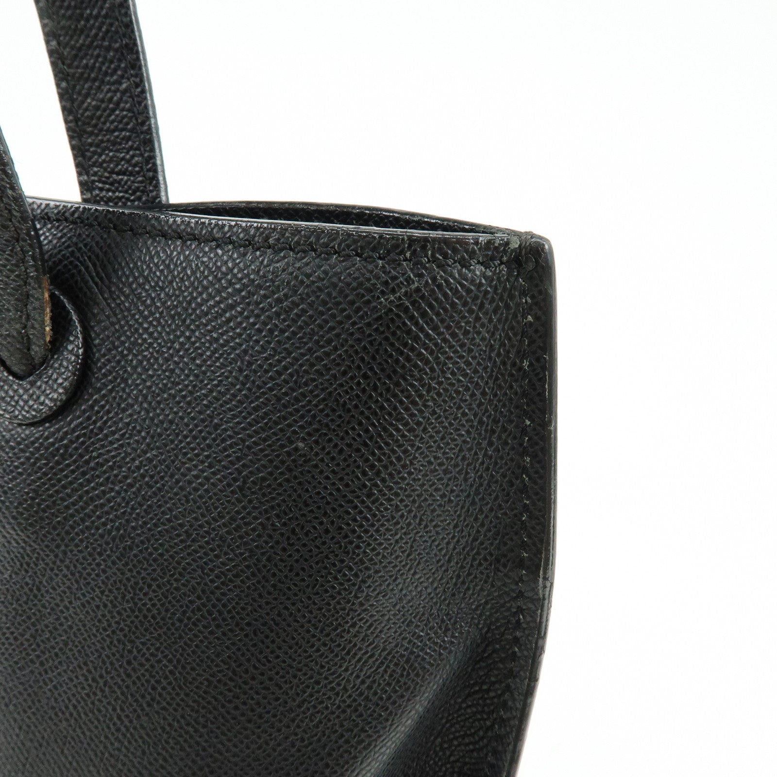 CHANEL Calf Skin Tote Bag Shoulder Bag Black