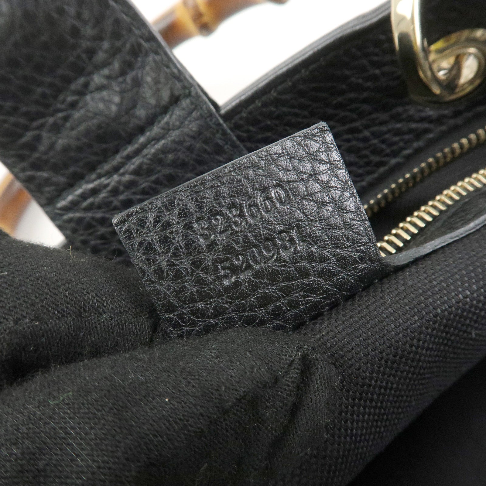 GUCCI Bamboo Shopper Medium Leather 2Way Shoulder Bag Black 323660