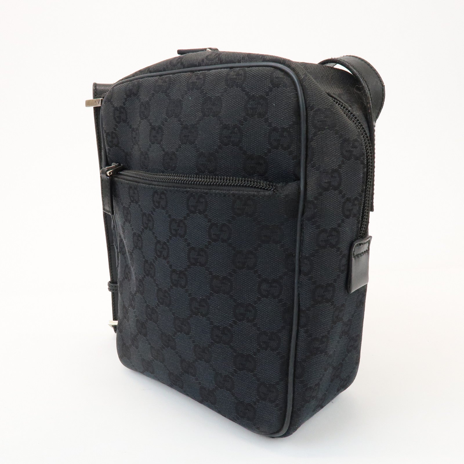 GUCCI GG Canvas Leather Shoulder Bag Black 018.1612.200047