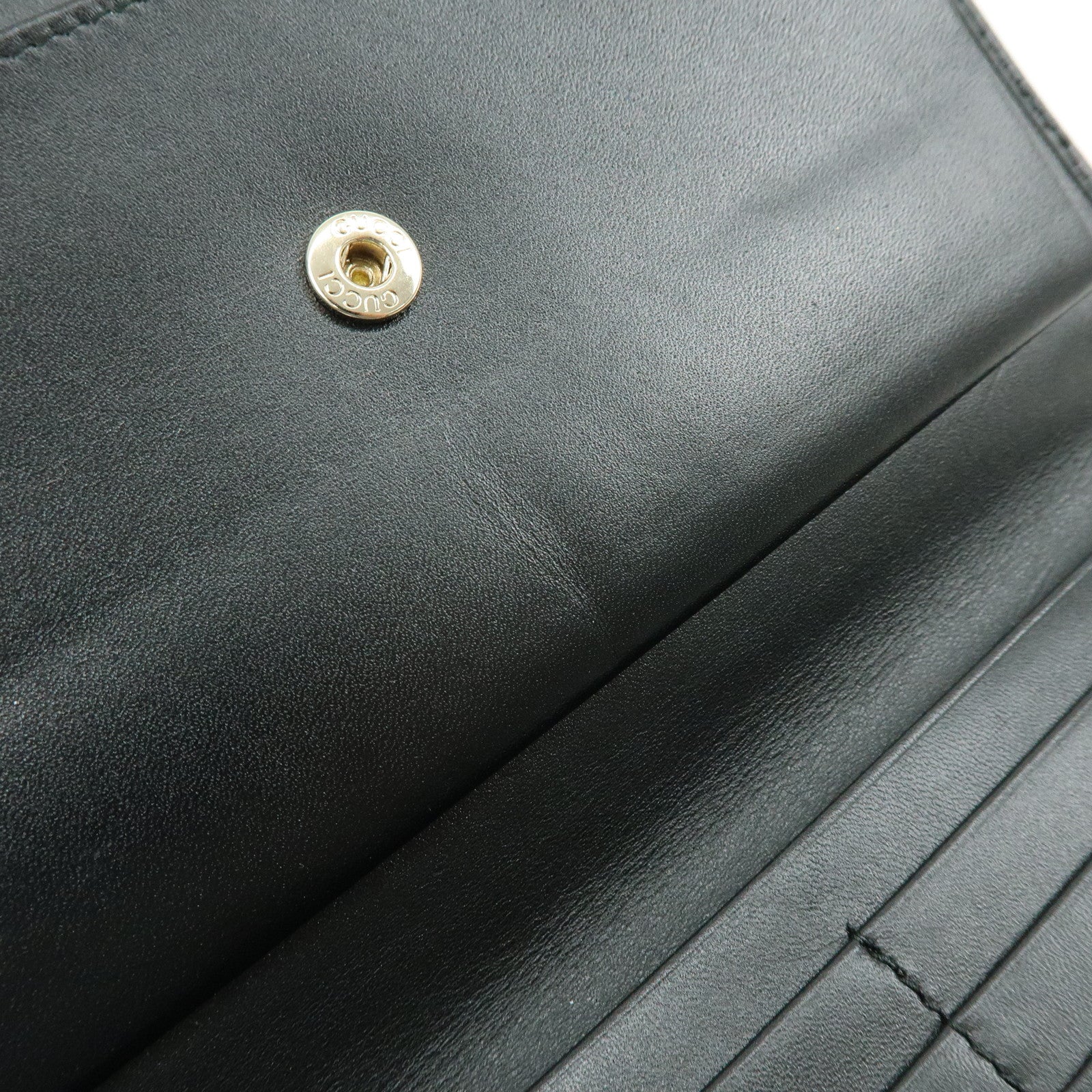 GUCCI GG Canvas Leather Long Wallet Green Black 257303