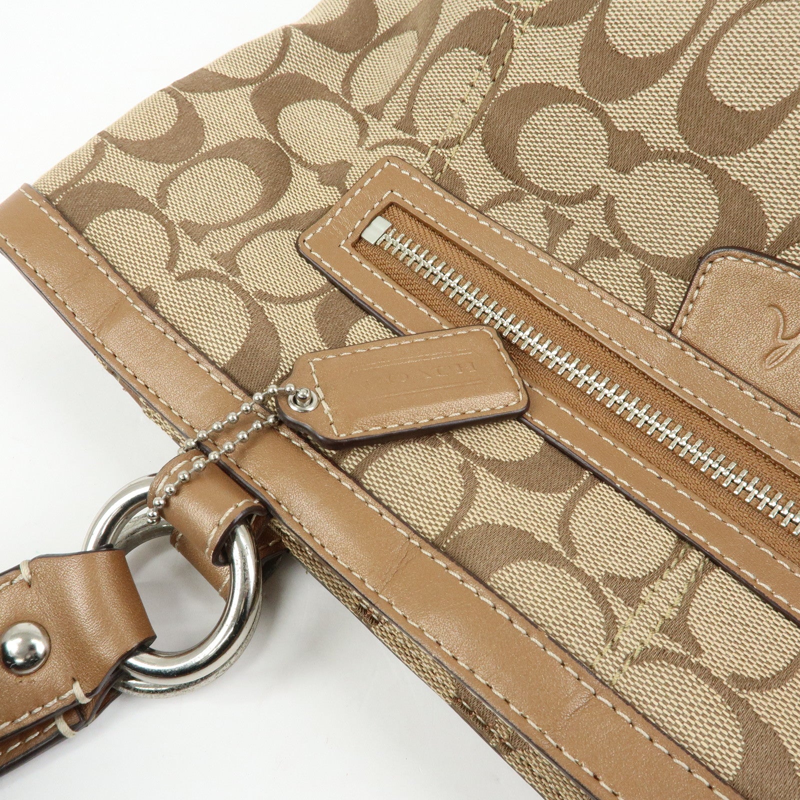 COACH Set of 2 Canvas Leather Shoulder Bag Brown Bronze