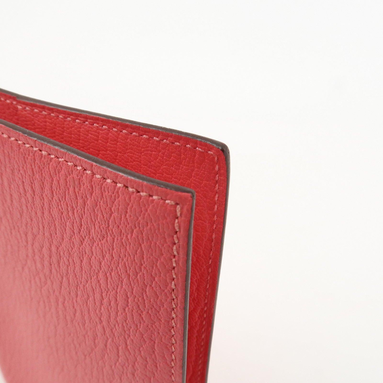 HERMES Leather Agenda PM Planner Cover 笆。X Stamped Rose Azalee Used