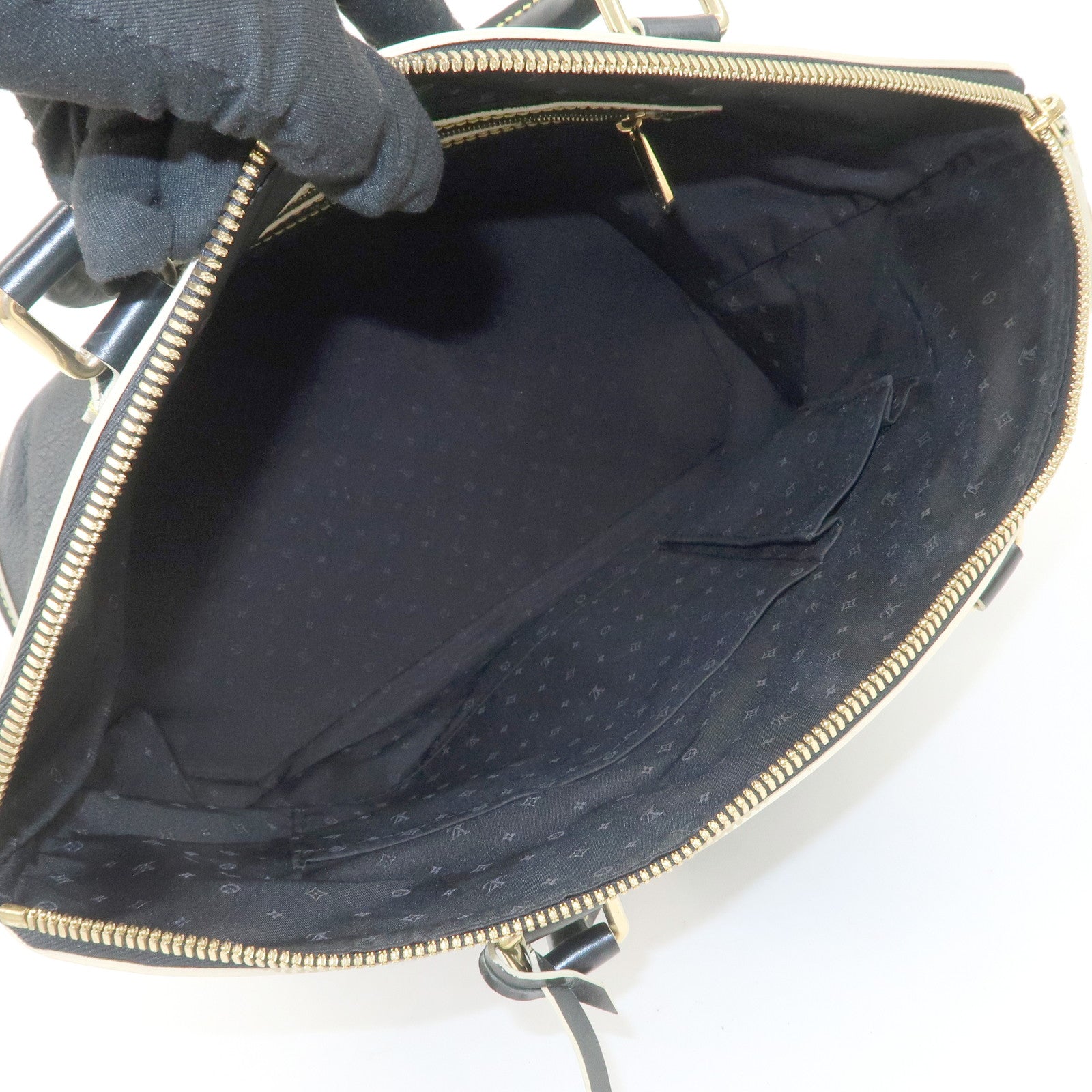Louis Vuitton Suhari Leather Lock It MM Hand Bag Noir Black M91875