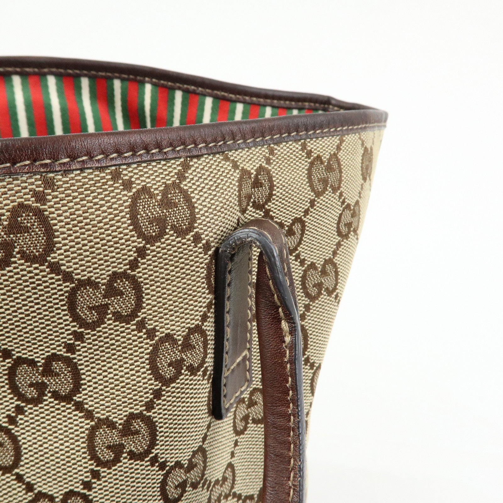 GUCCI Interlocking G Canvas Leather Tote Shoulder Bag Beige 169945
