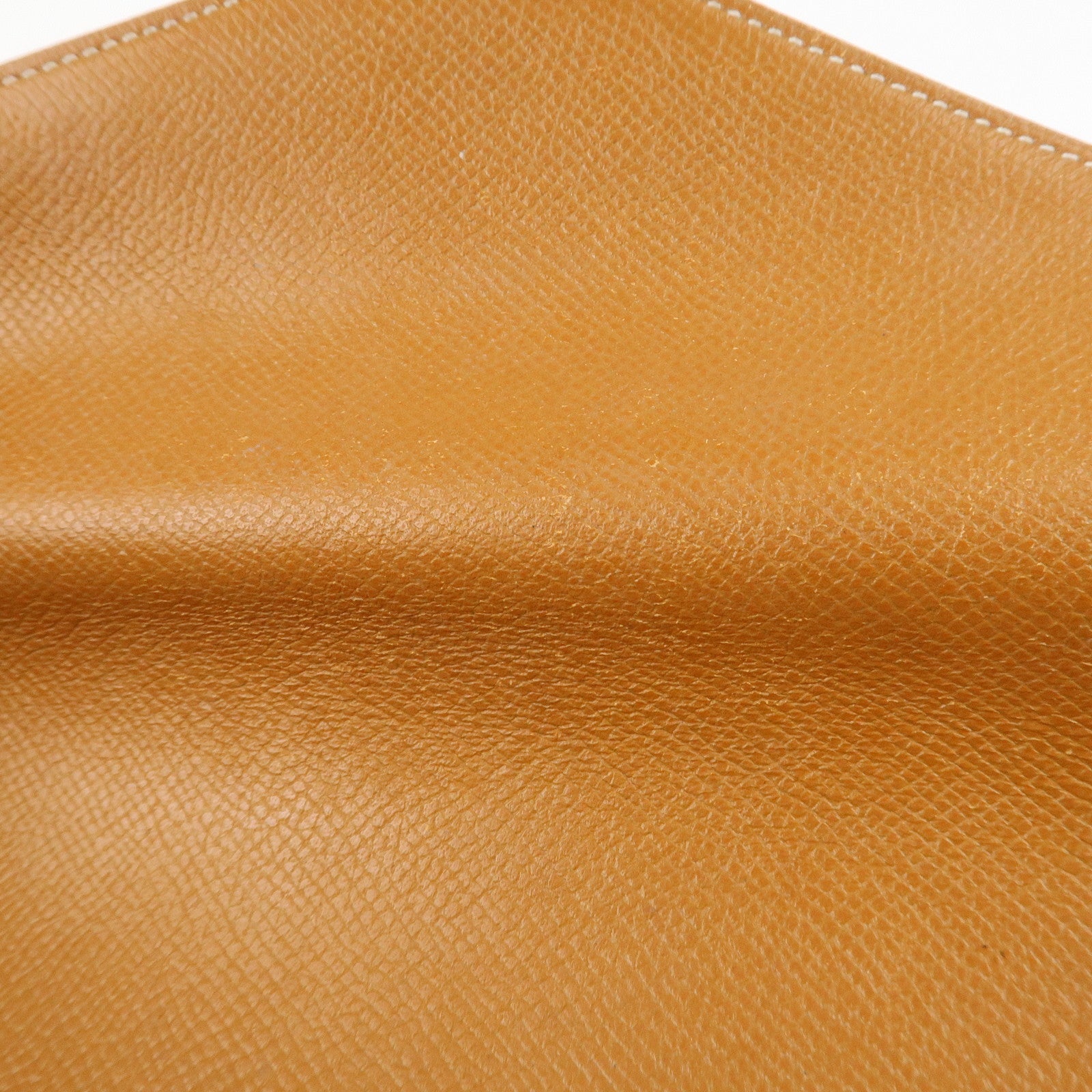 HERMES Logo Leather Passant X Stamped Flap Long Wallet Brown