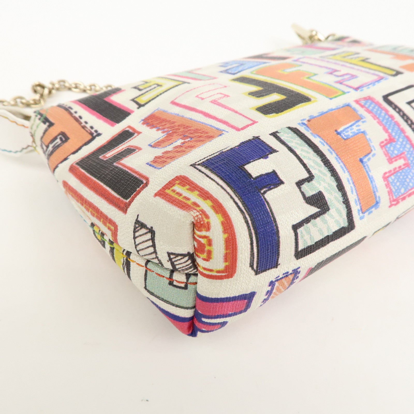 FENDI Zucca Print PVC Chain Accessory Pouch Multicolor 8BR592