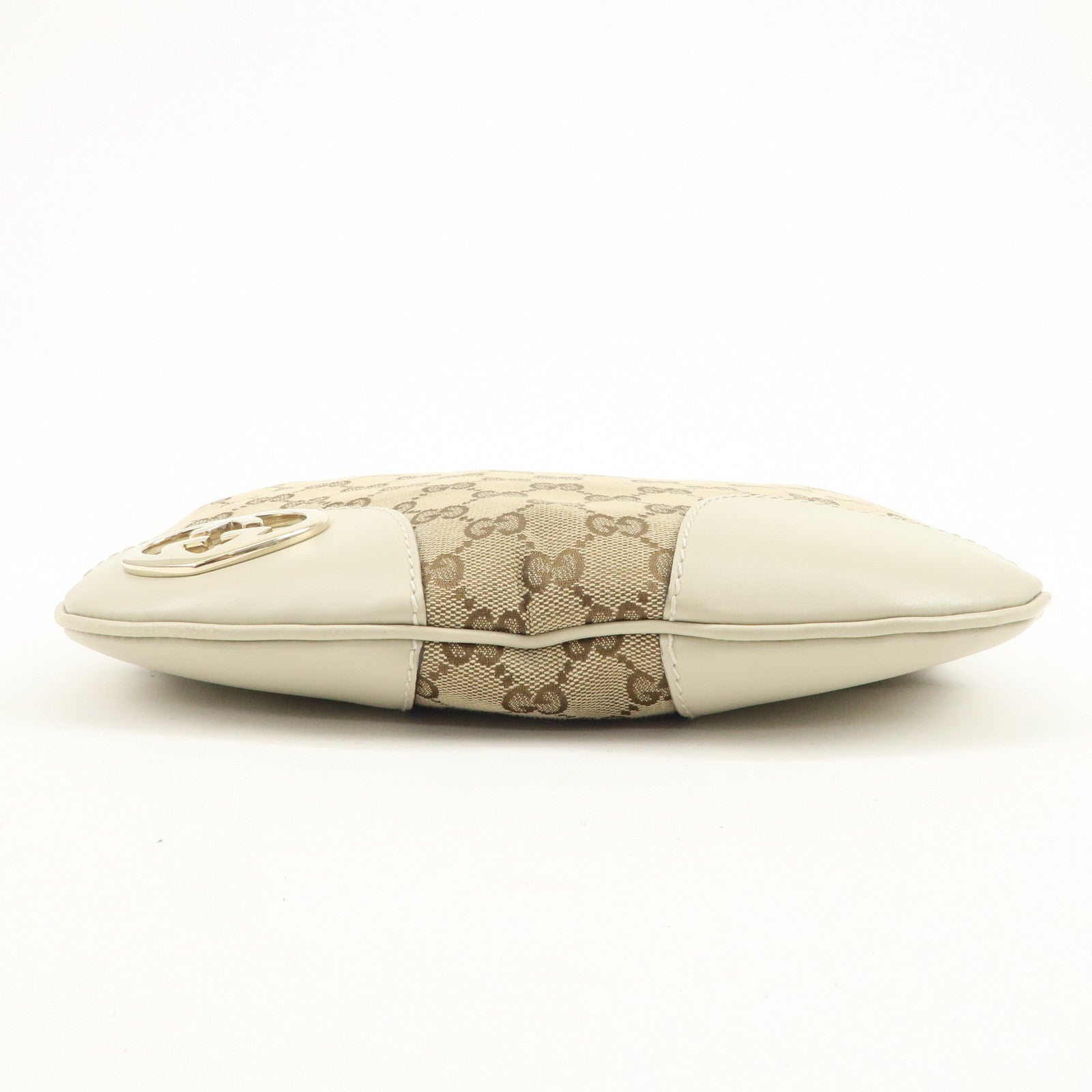 GUCCI Lovely Heart GG Canvas Leather Shoulder Bag Ivory 257072