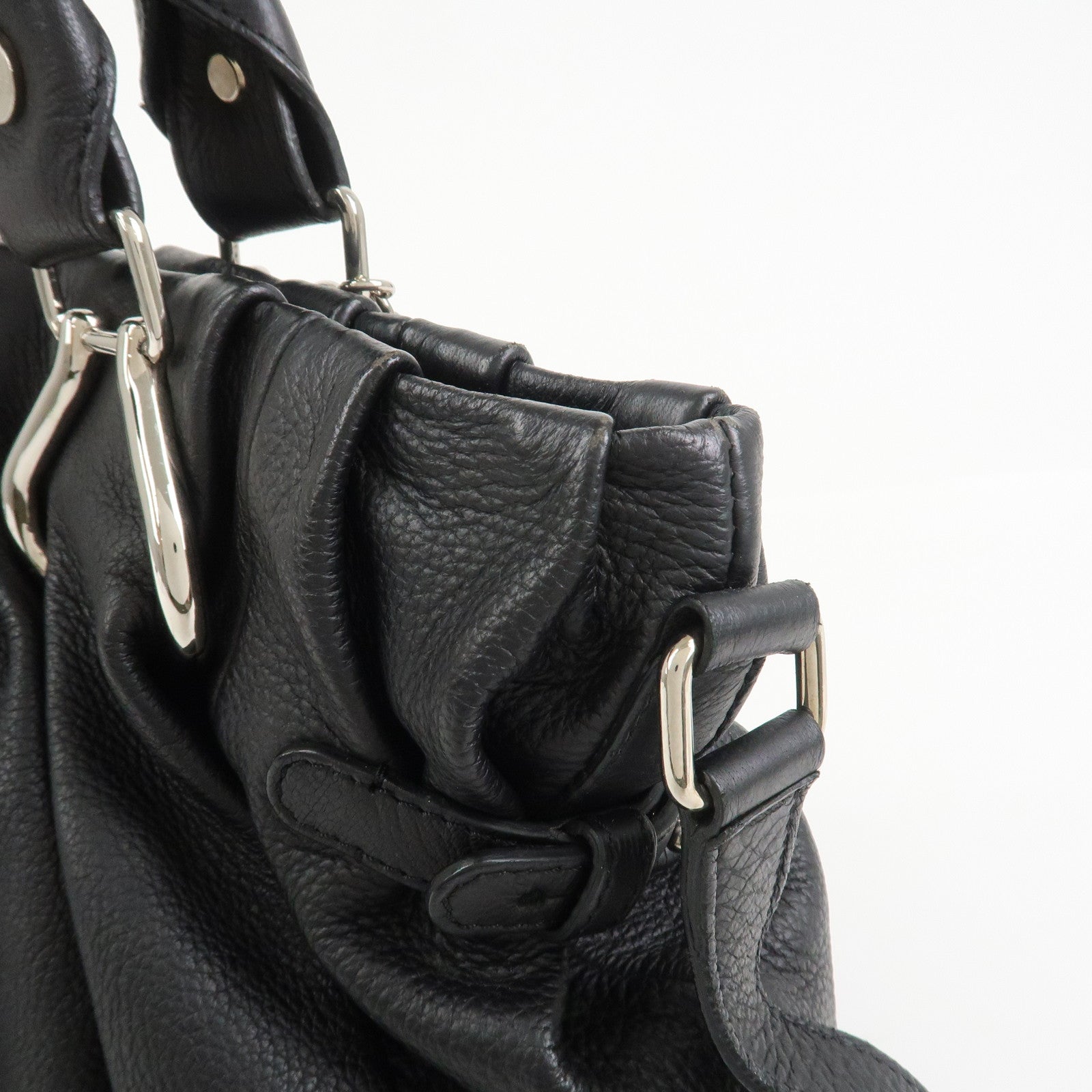 CELINE Macadam Leather Pillow Small 2Way Hand Shoulder Bag Black