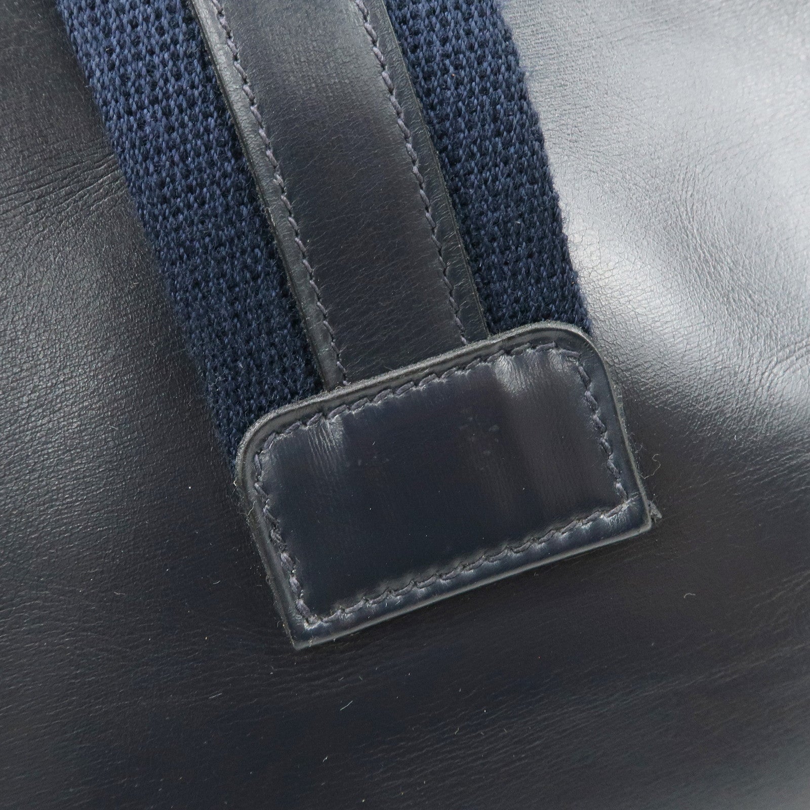 HERMES Saco Leather M Stamped Shoulder Bag Crossbody Bag Navy Used