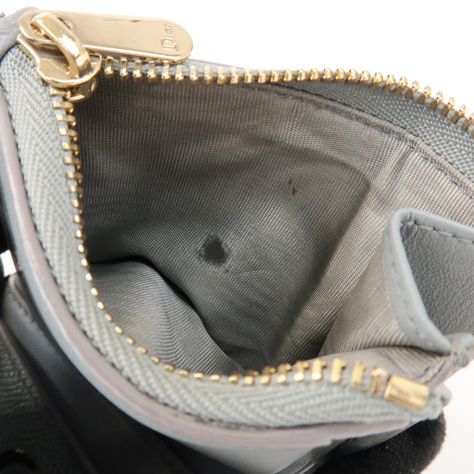 Christian Dior Montaigne Leather Compact Lotus Wallet Gray