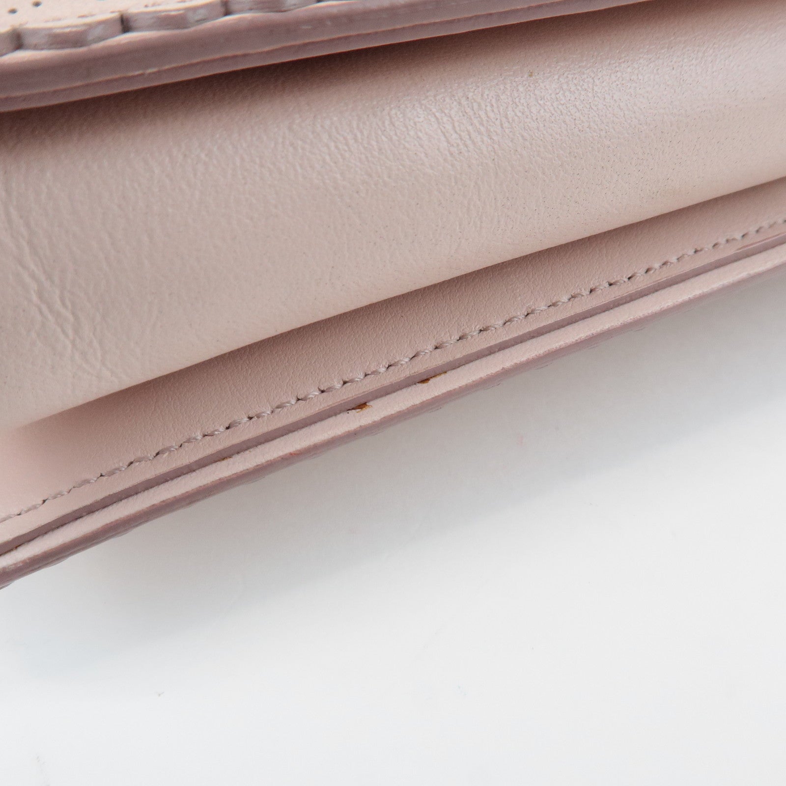 Ferragamo Vara Leather Ribbon Chain Shoulder Bag Pink Used