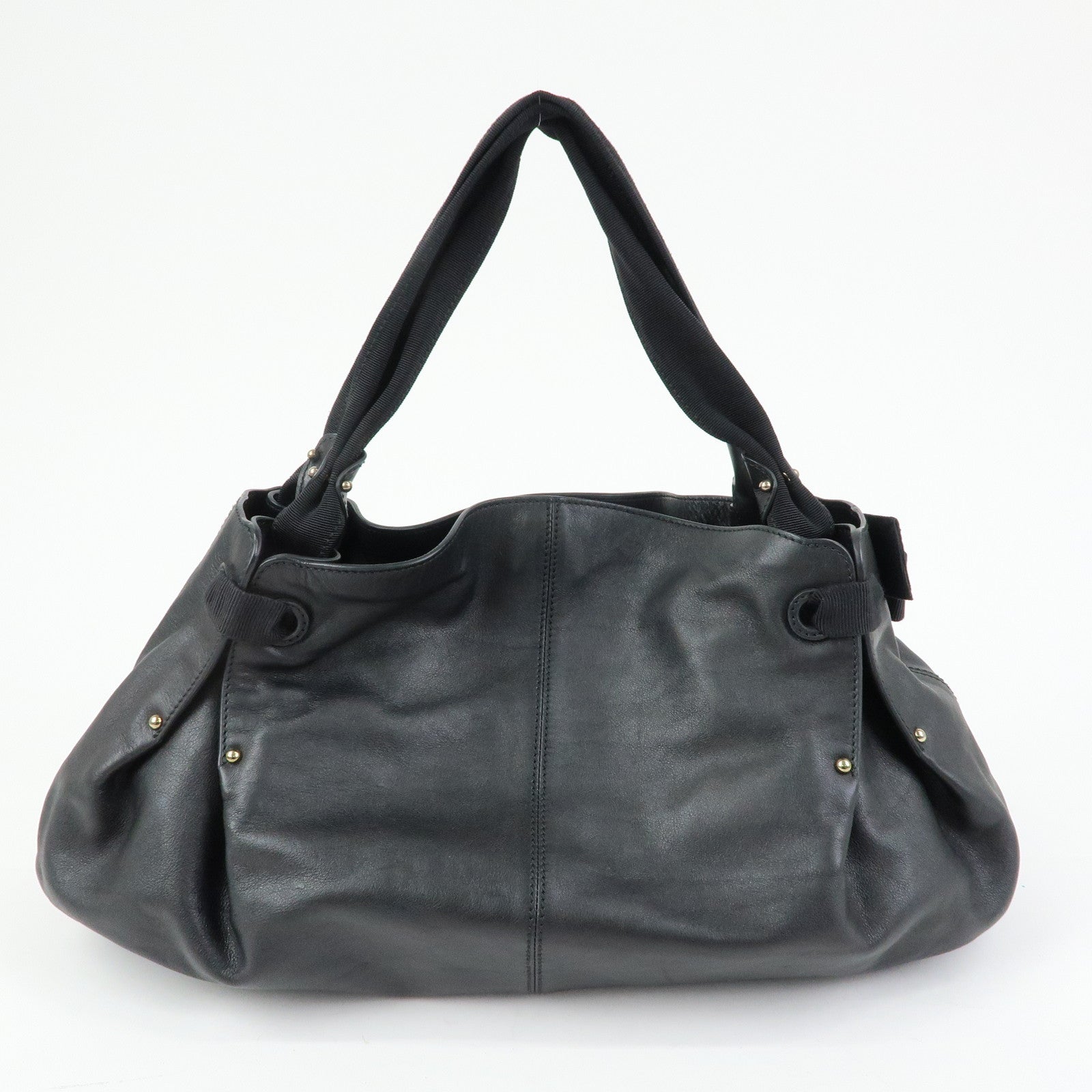 Ferragamo Vara Ribbon Leather Tote Bag Shoulder Bag Hand Bag Black