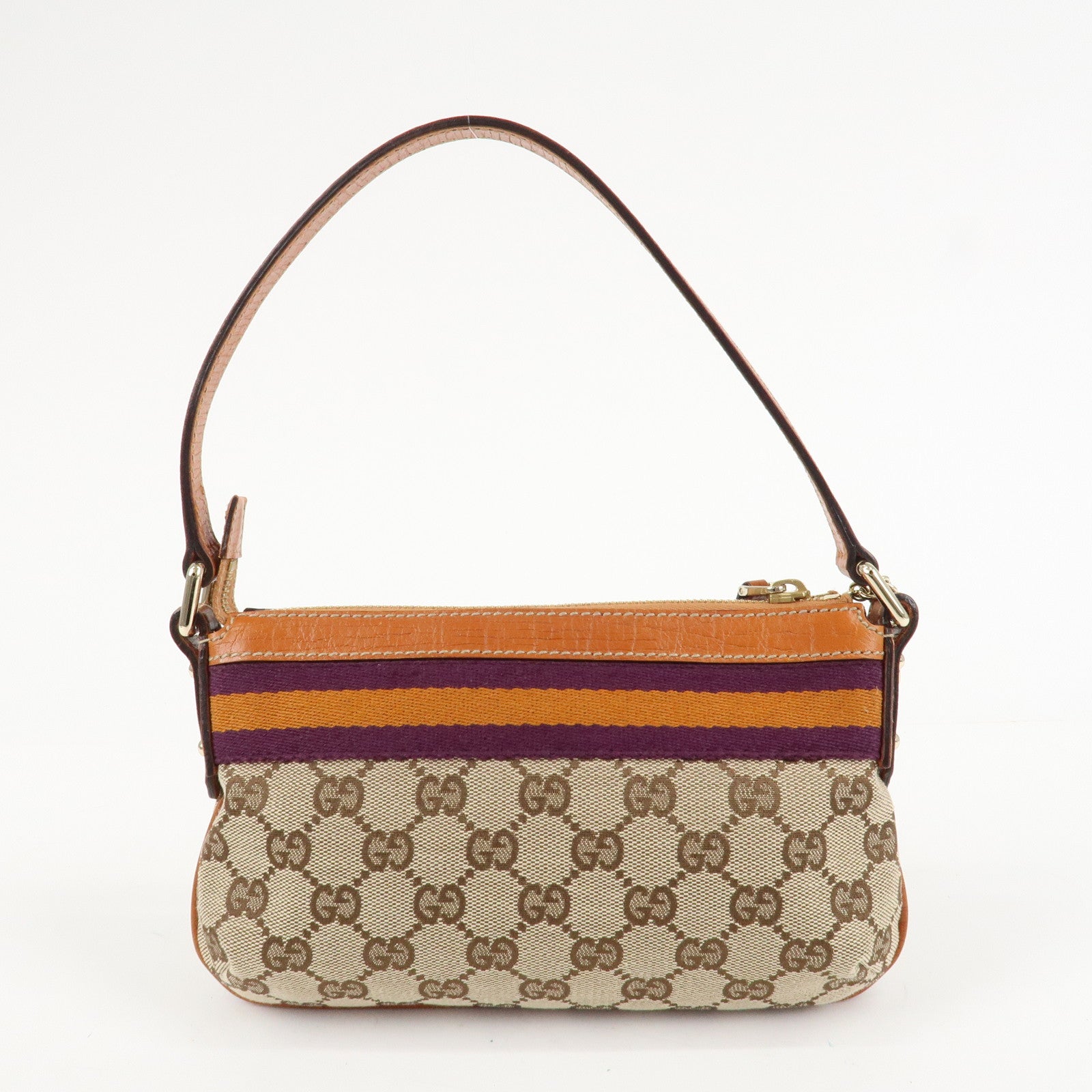 GUCCI Sherry GG Canvas Leather Shoulder Bag Gold Boots Bag Charm 145970 Used