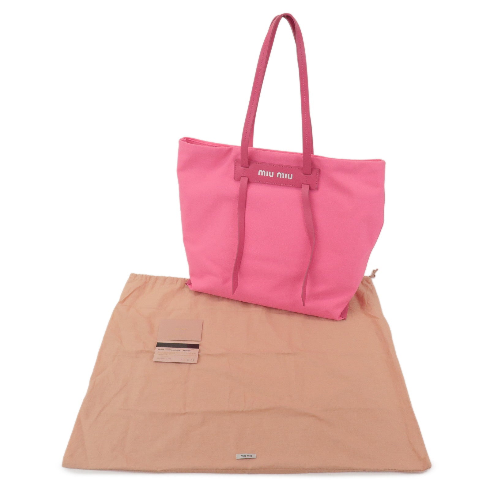 MIU MIU Canvas Leather Tote Bag Shoulder Bag Pink 5BG116