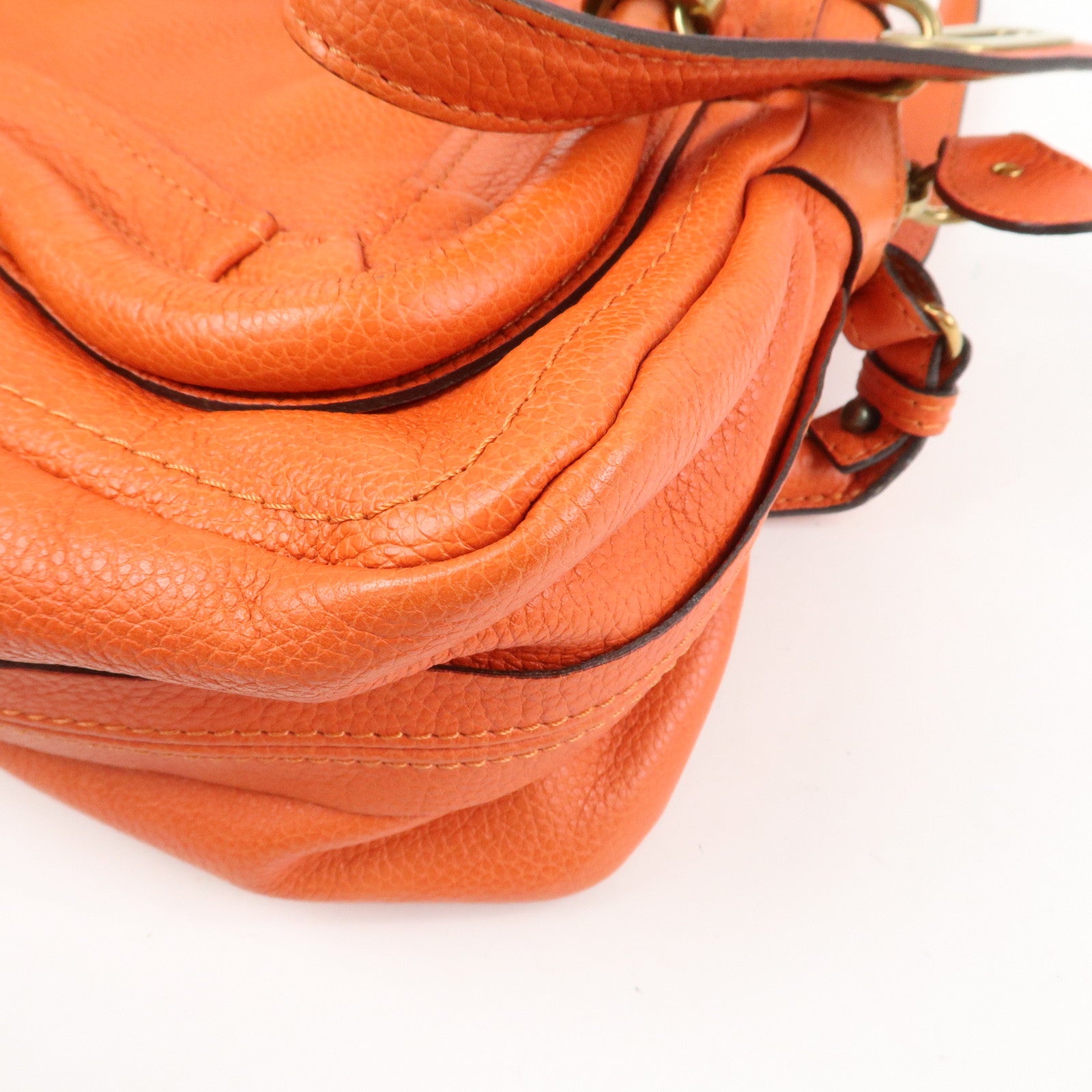 Chloe Parati Leather CH Shoulder Bag Hand Bag Orange