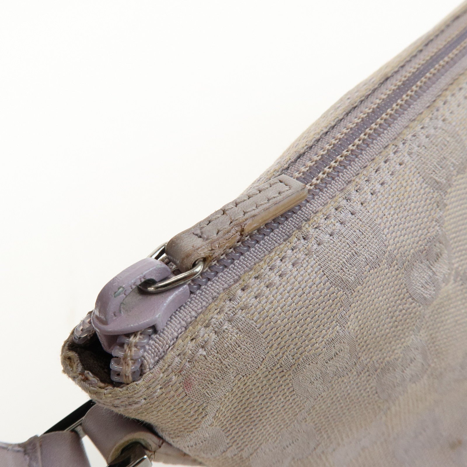 GUCCI Boat Bag GG Canvas Leather Hand Bag Pouch Light Purple 07198