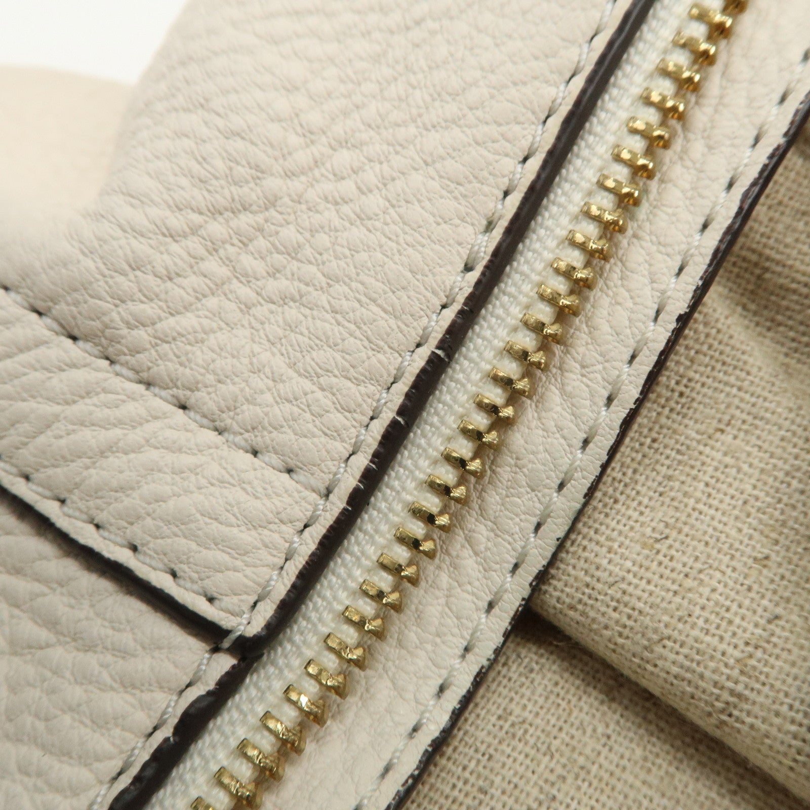 TORY BURCH Logo Leather 2Way Bag Hand Bag Shoulder Bag Ivory