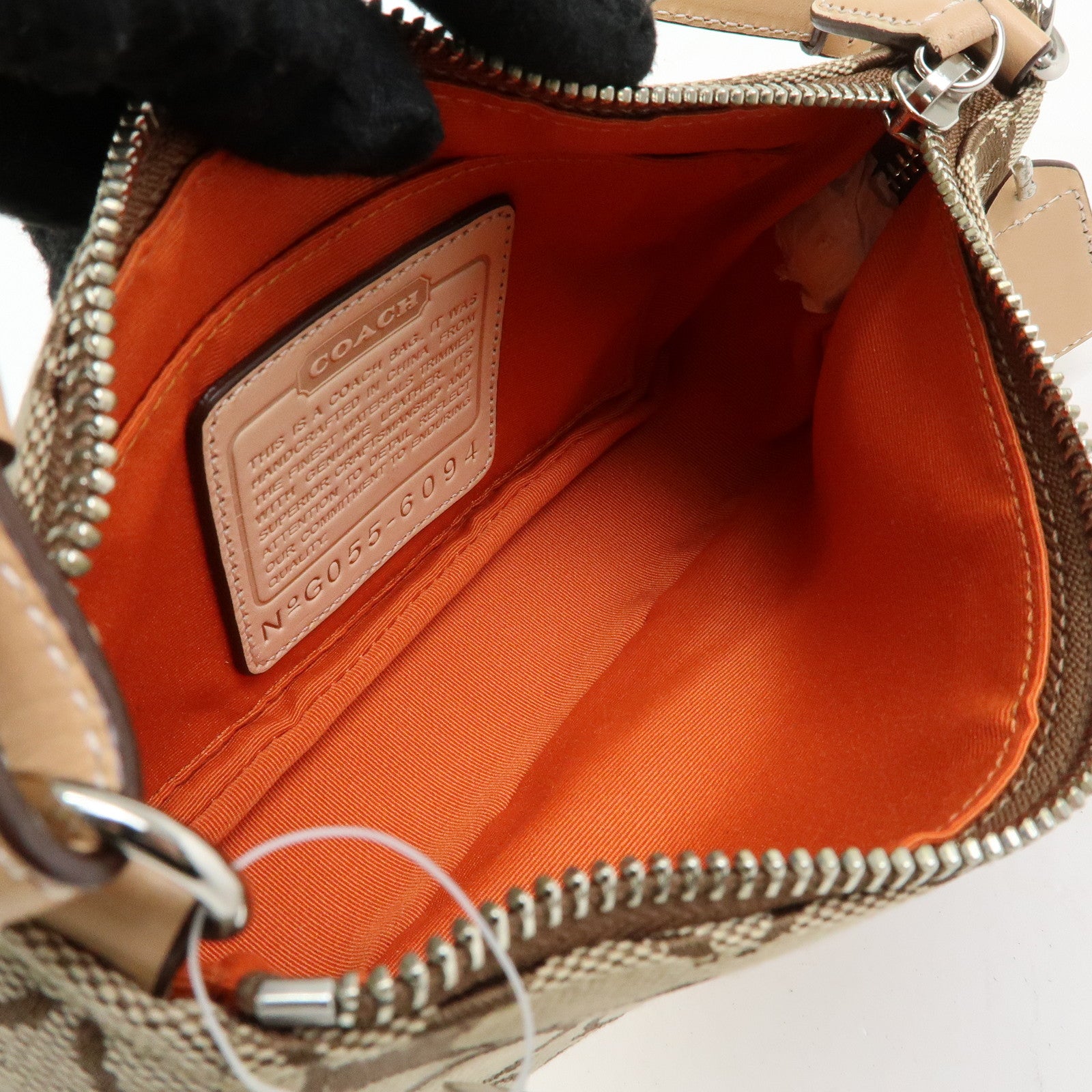 COACH Signature Canvas Leather Mini Hand Bag Brown Beige