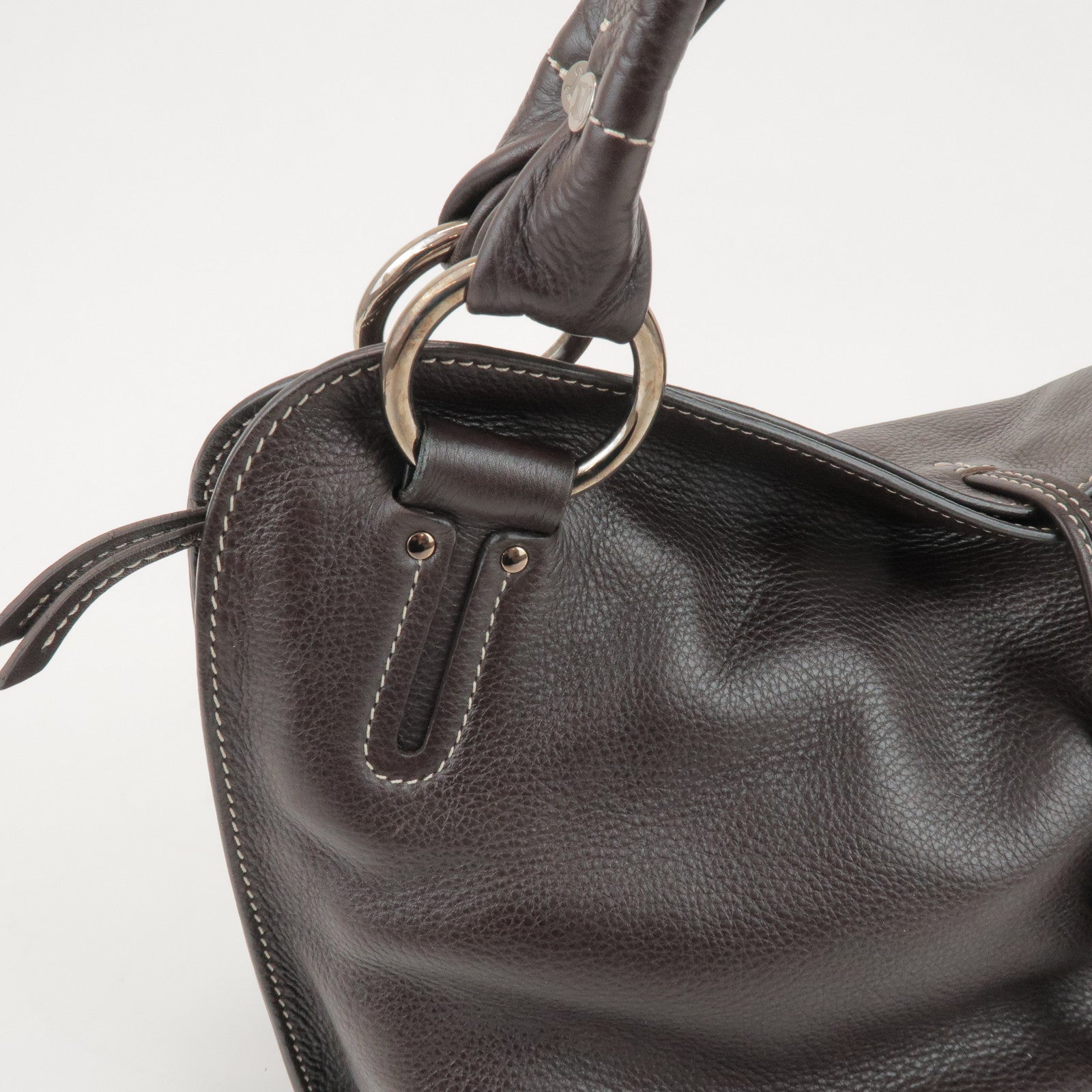CELINE Bittersweet Leather Shoulder Bag Hand Bag Dark Brown