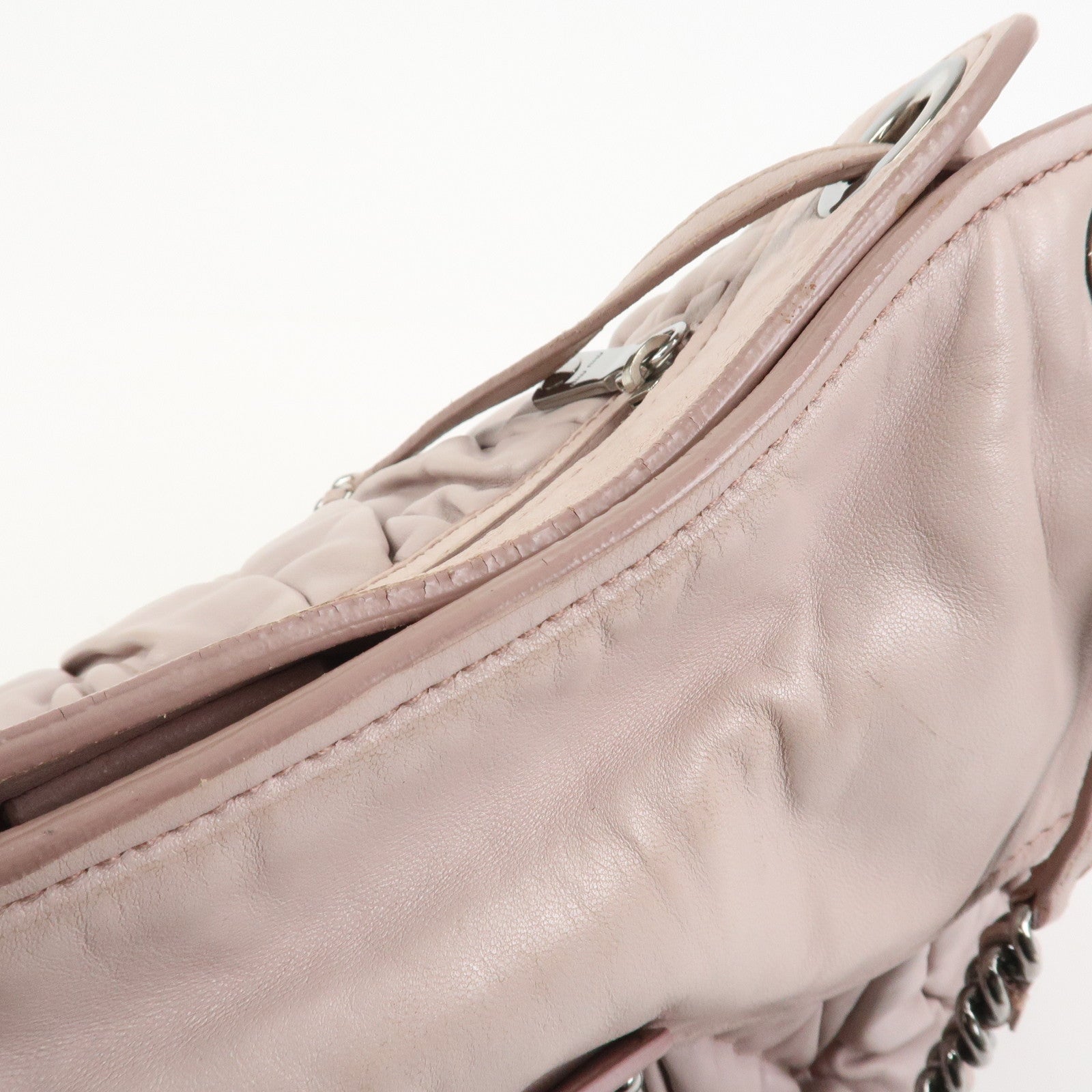 MIU MIU Matelasse Nappa Leather Tote Bag Shoulder Bag Light Pink