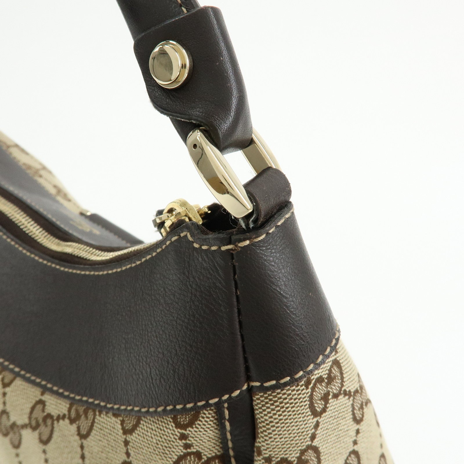 GUCCI Abbey GG Canvas Leather Shoulder Bag Hand Bag Brown 189833