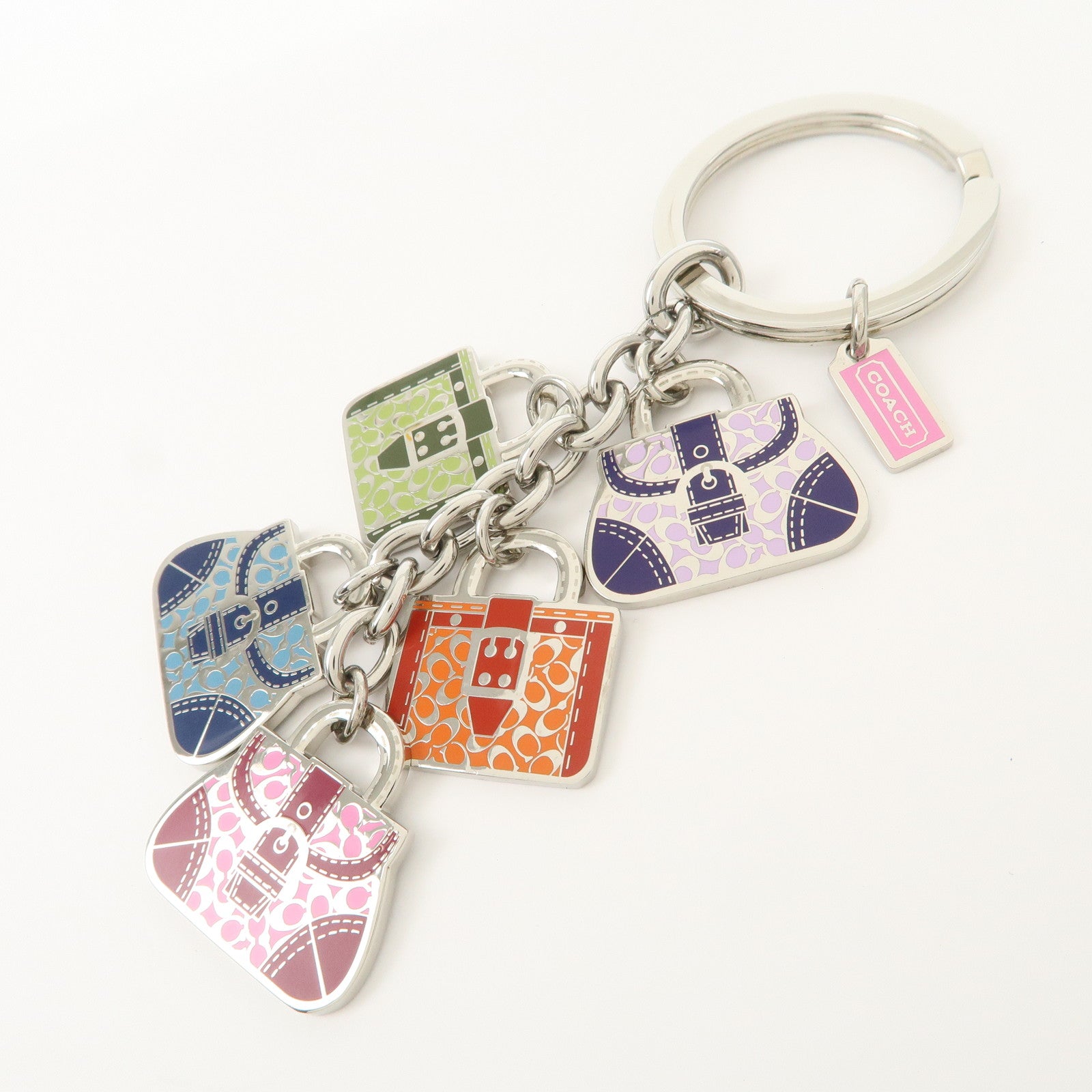 COACH Set Of 3 Key Charm Signature Silver Multicolor Star