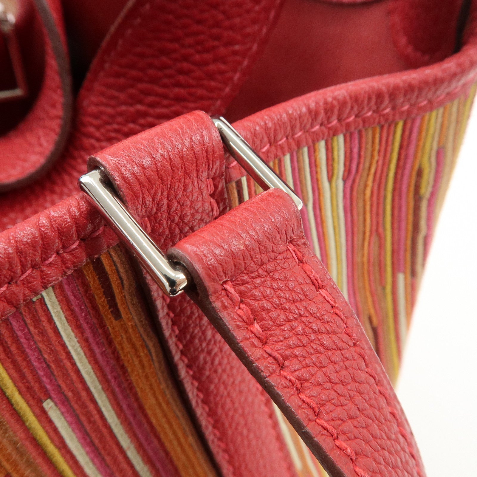 HERMES Deauville Vibrato Picotin Lock PM O Stamped Hand Bag Red